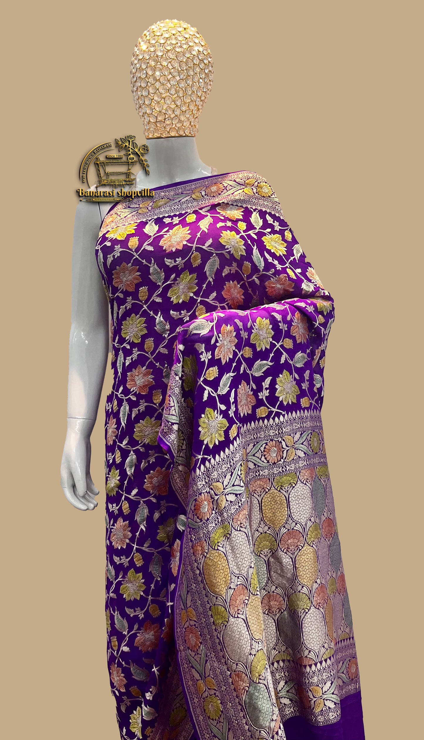 Khaddi Georgette Handloom Banarasi Saree