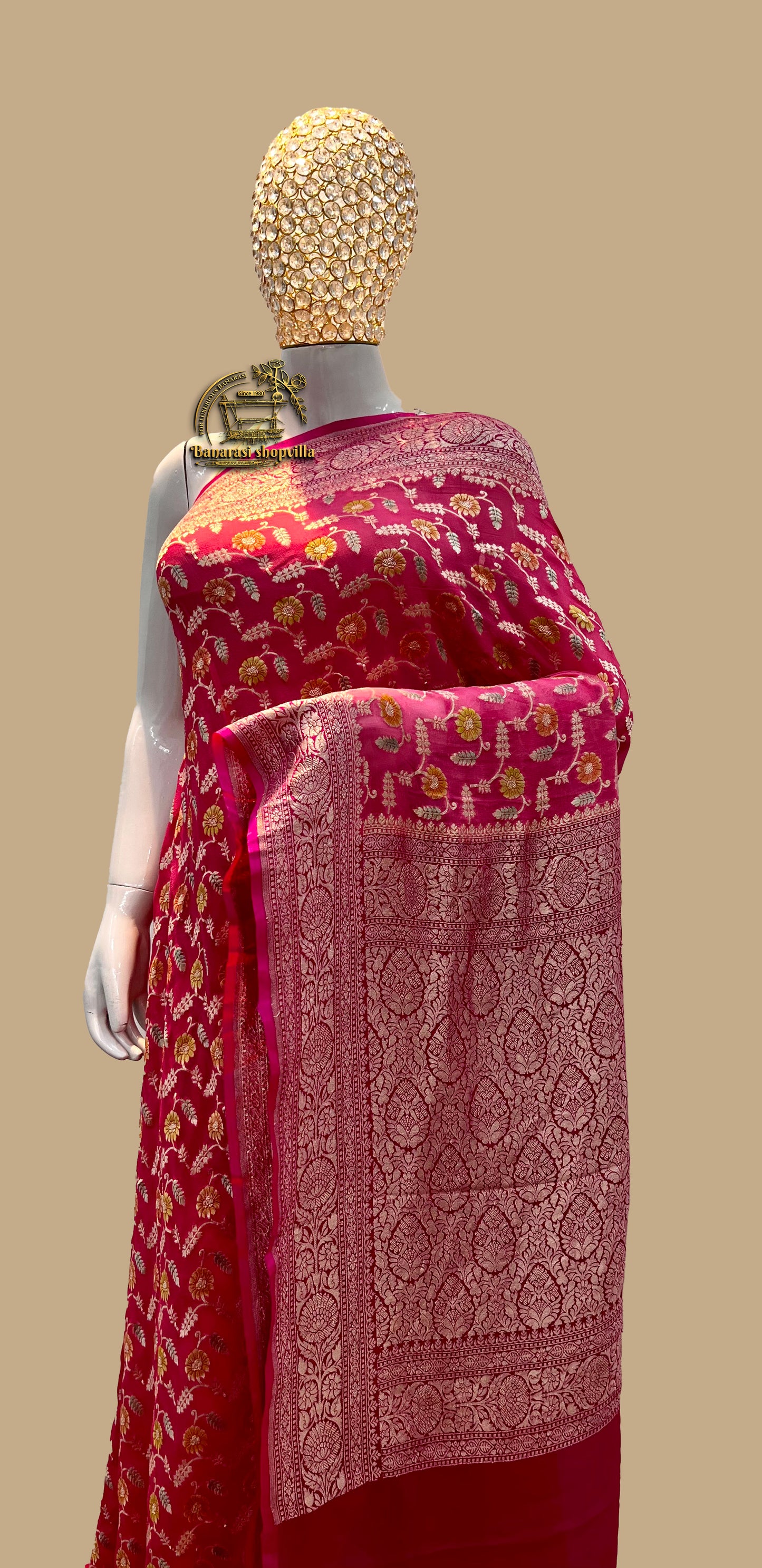 Khaddi Georgette Handloom. Banarasi Saree