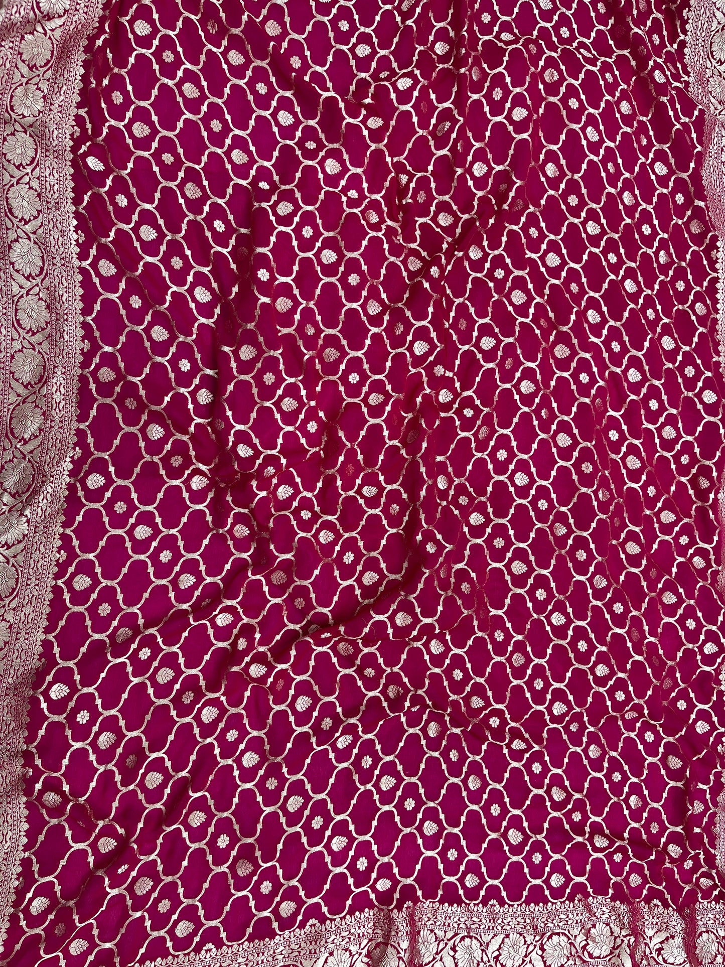 Red Khaddi Georgette Handloom Banarasi Saree