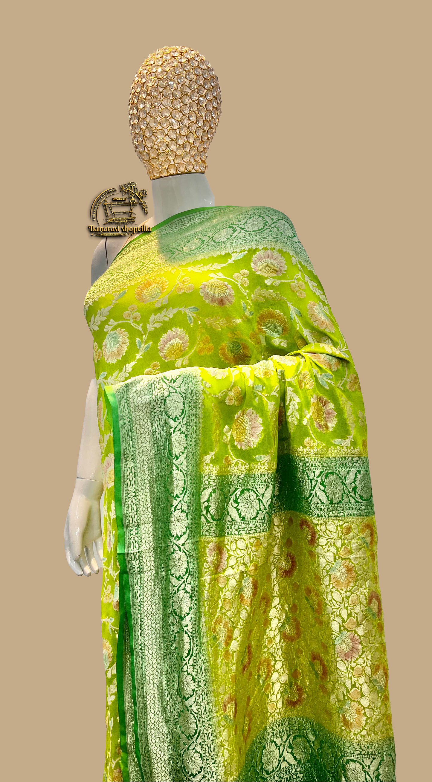 Khaddi Georgette Handloom Banarasi Saree