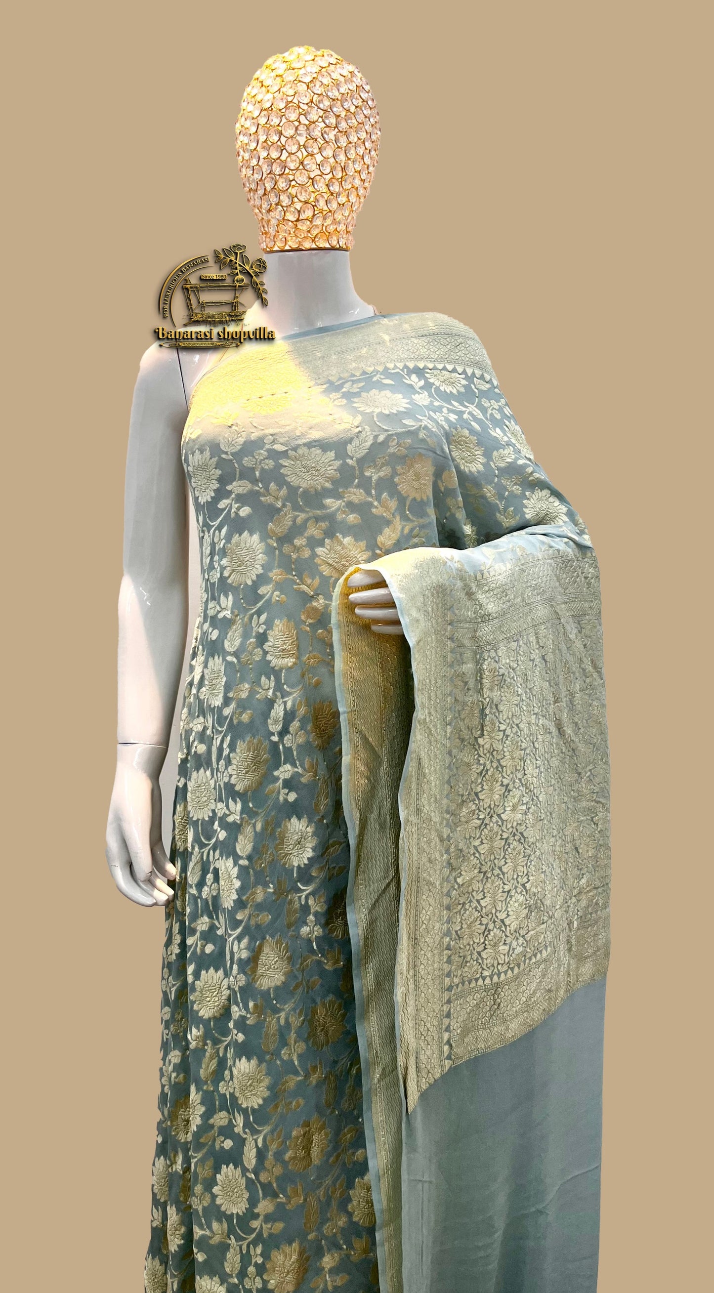 Khaddi Georgette Handloom Banarasi Saree.