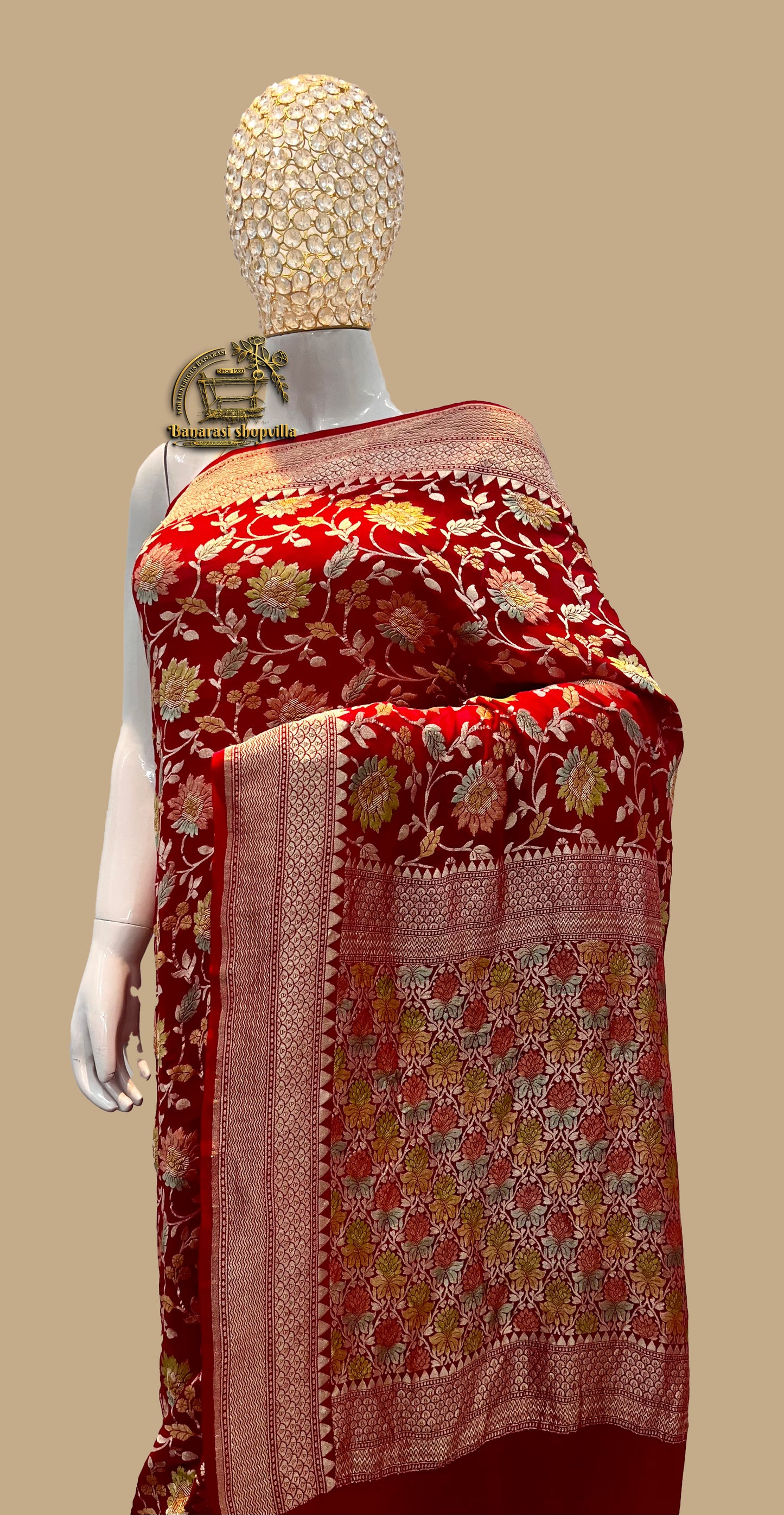 Khaddi Georgette Handloom Banarasi Saree