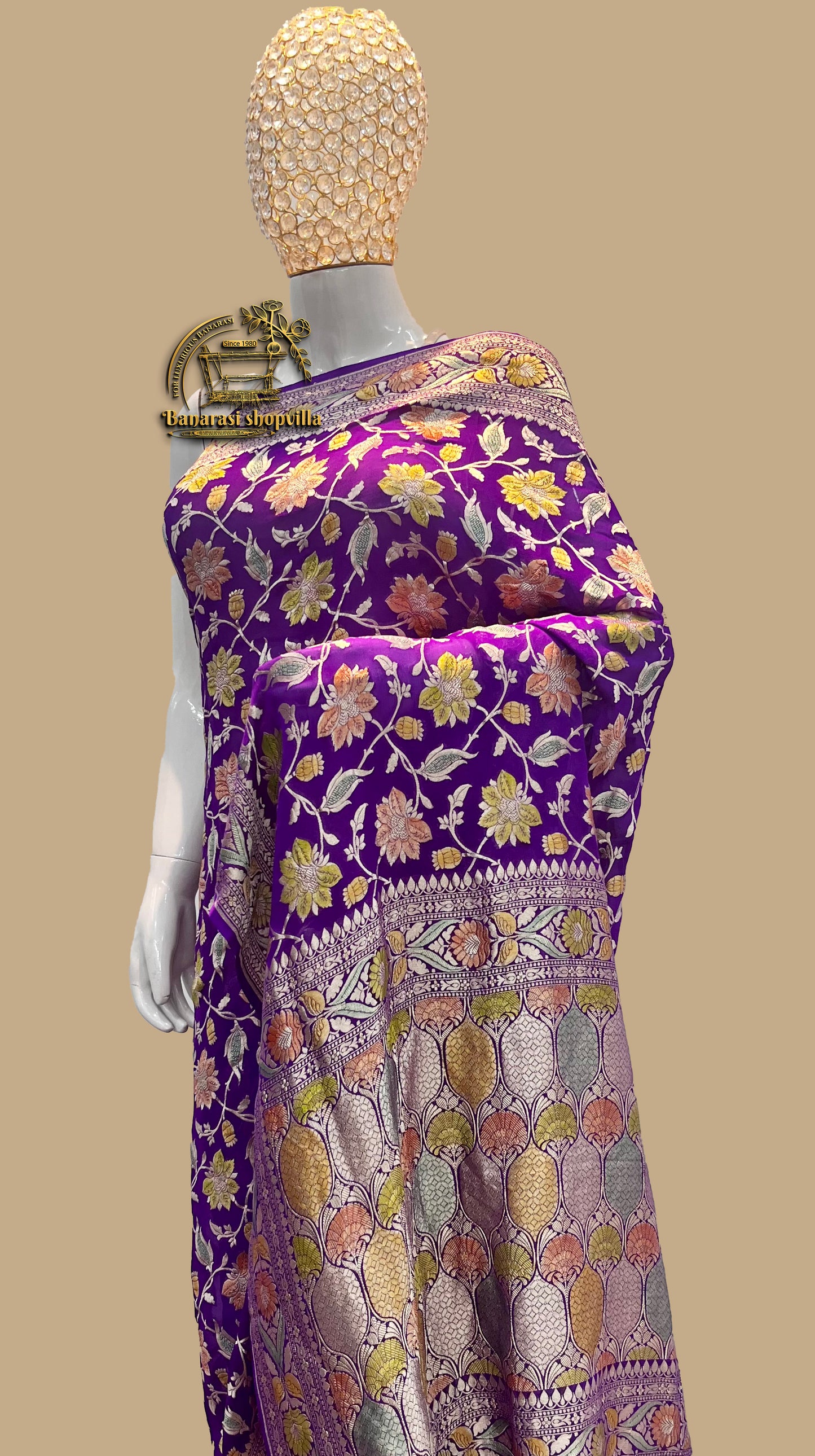 Khaddi Georgette Handloom Banarasi Saree