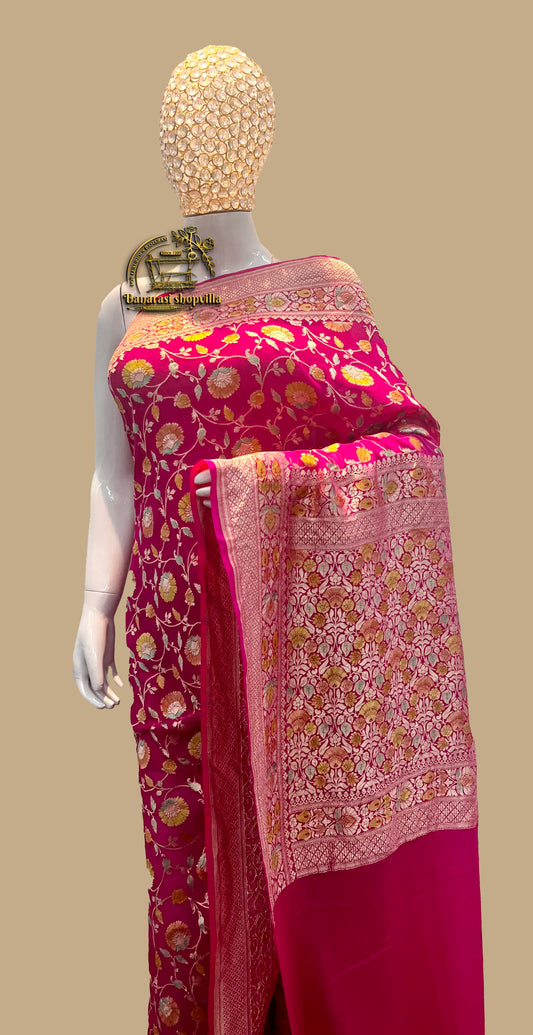 Khaddi Georgette Handloom Banarasi Saree