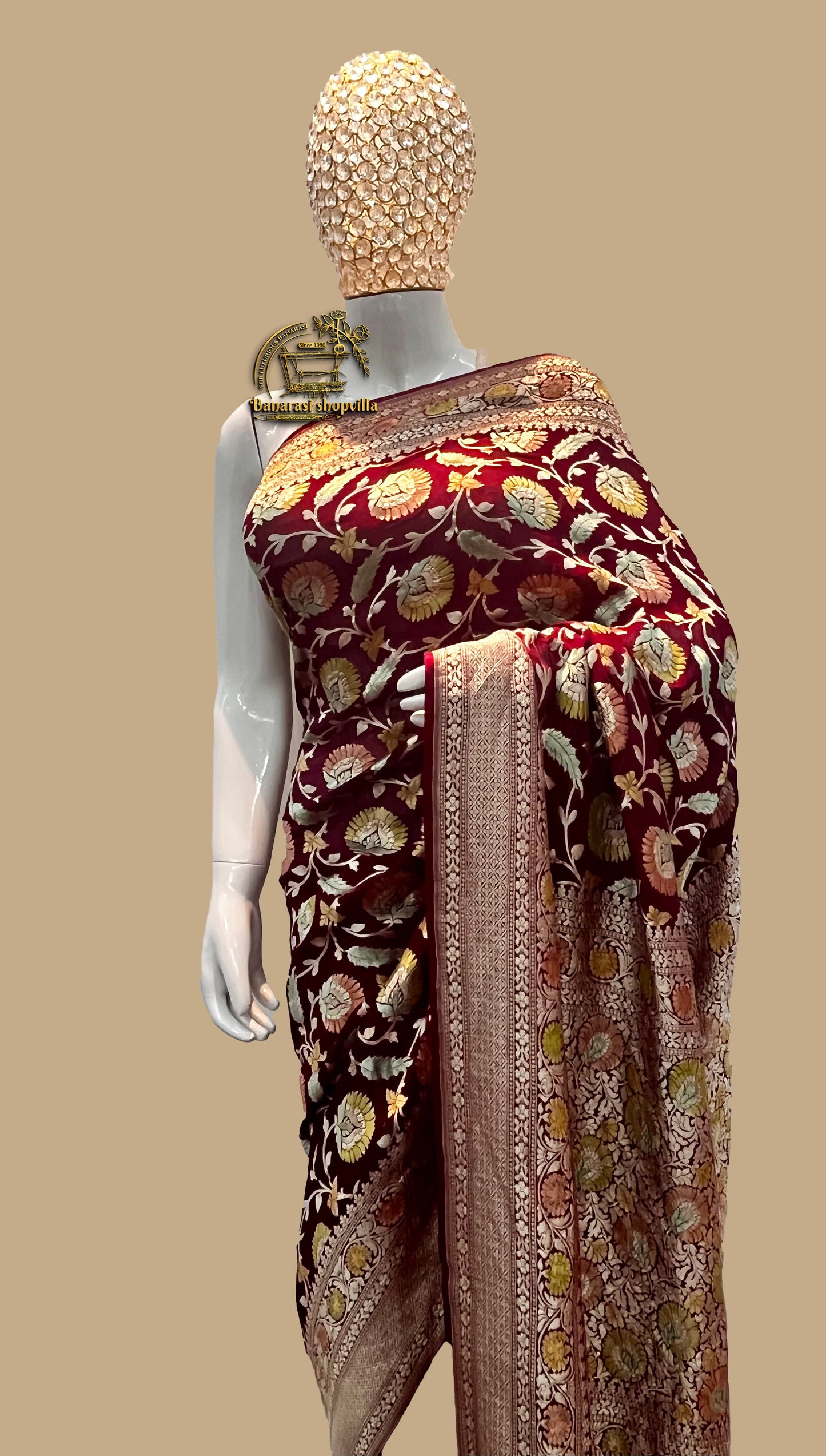 Khaddi Georgette Handloom Banarasi Saree