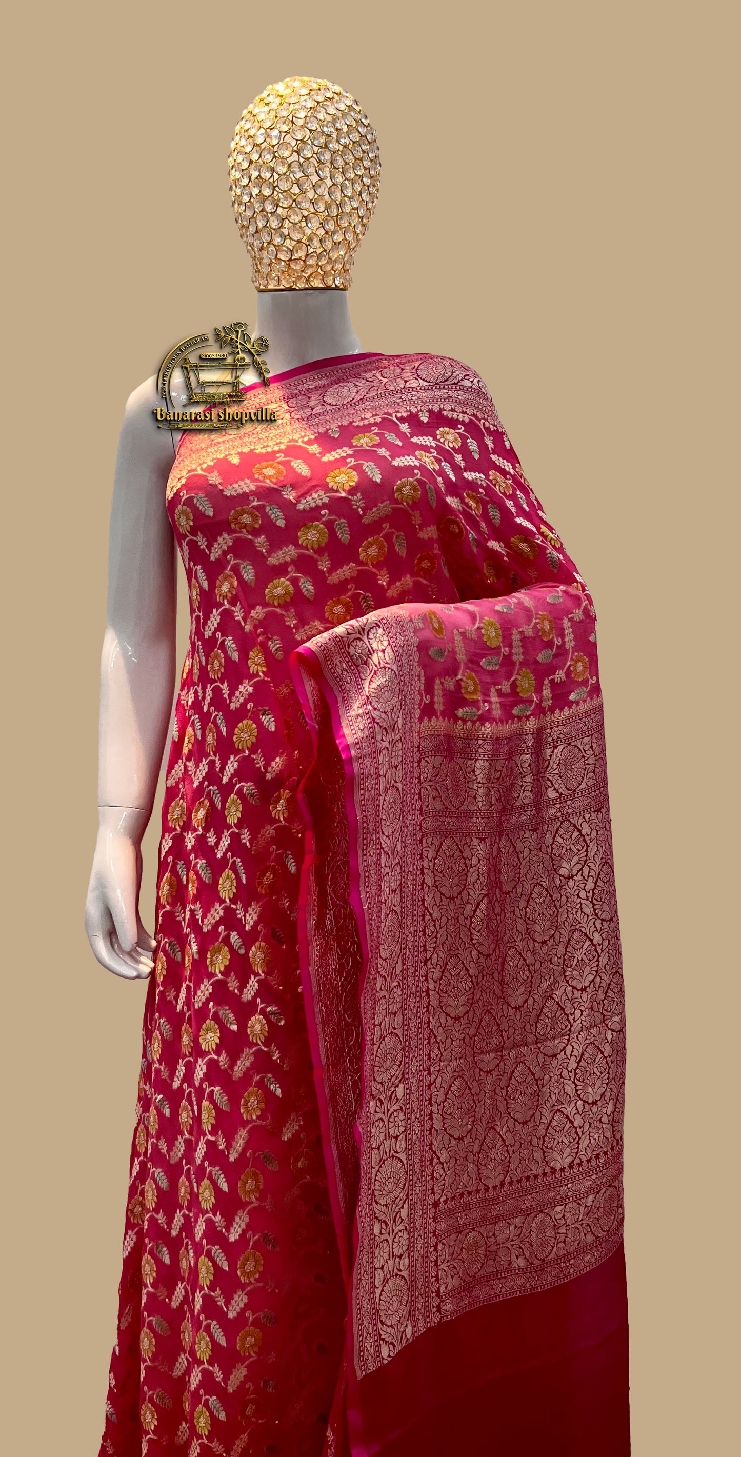 Khaddi Georgette Handloom. Banarasi Saree