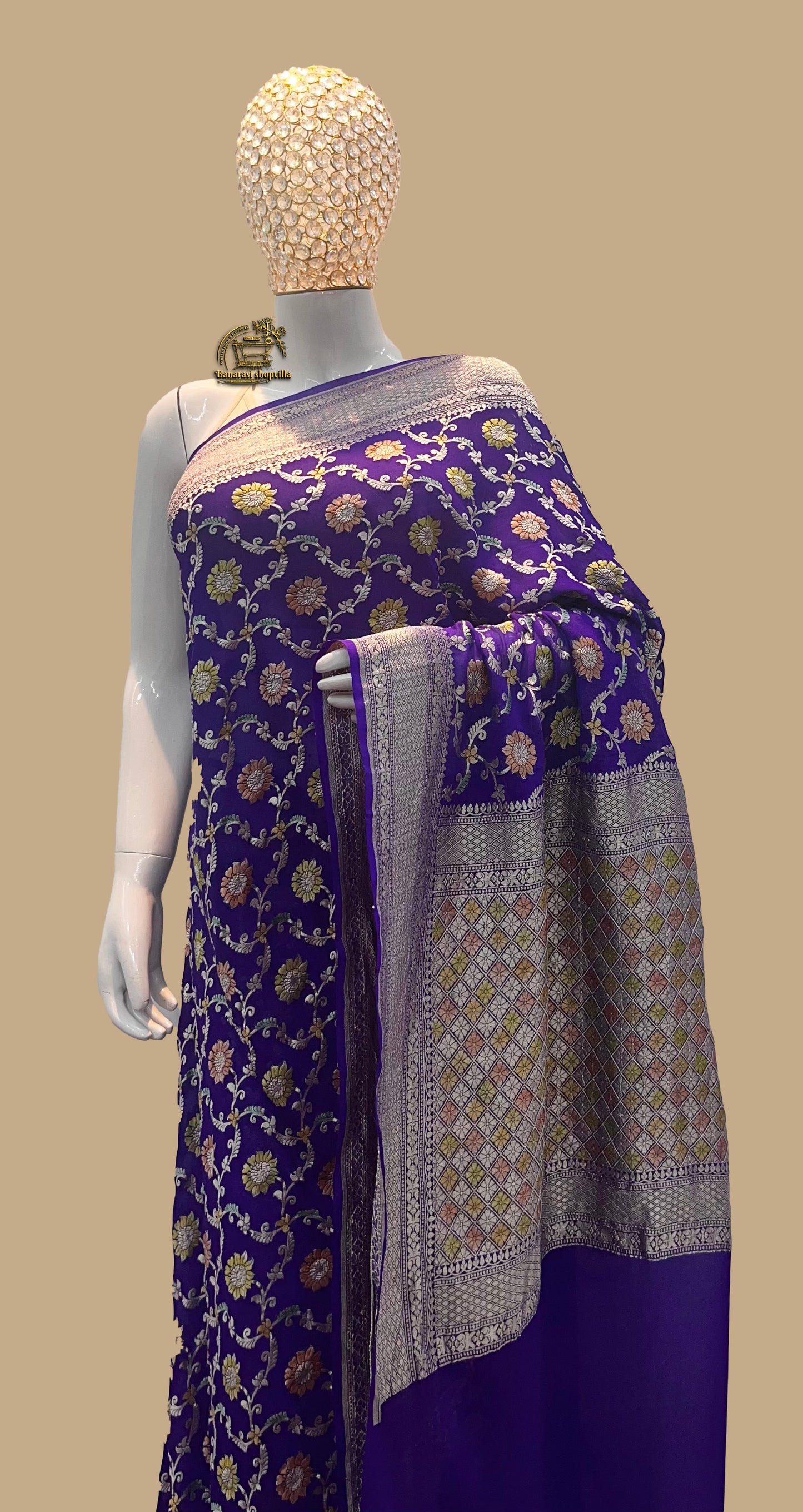 Khaddi Georgette Handloom Banarasi Saree,