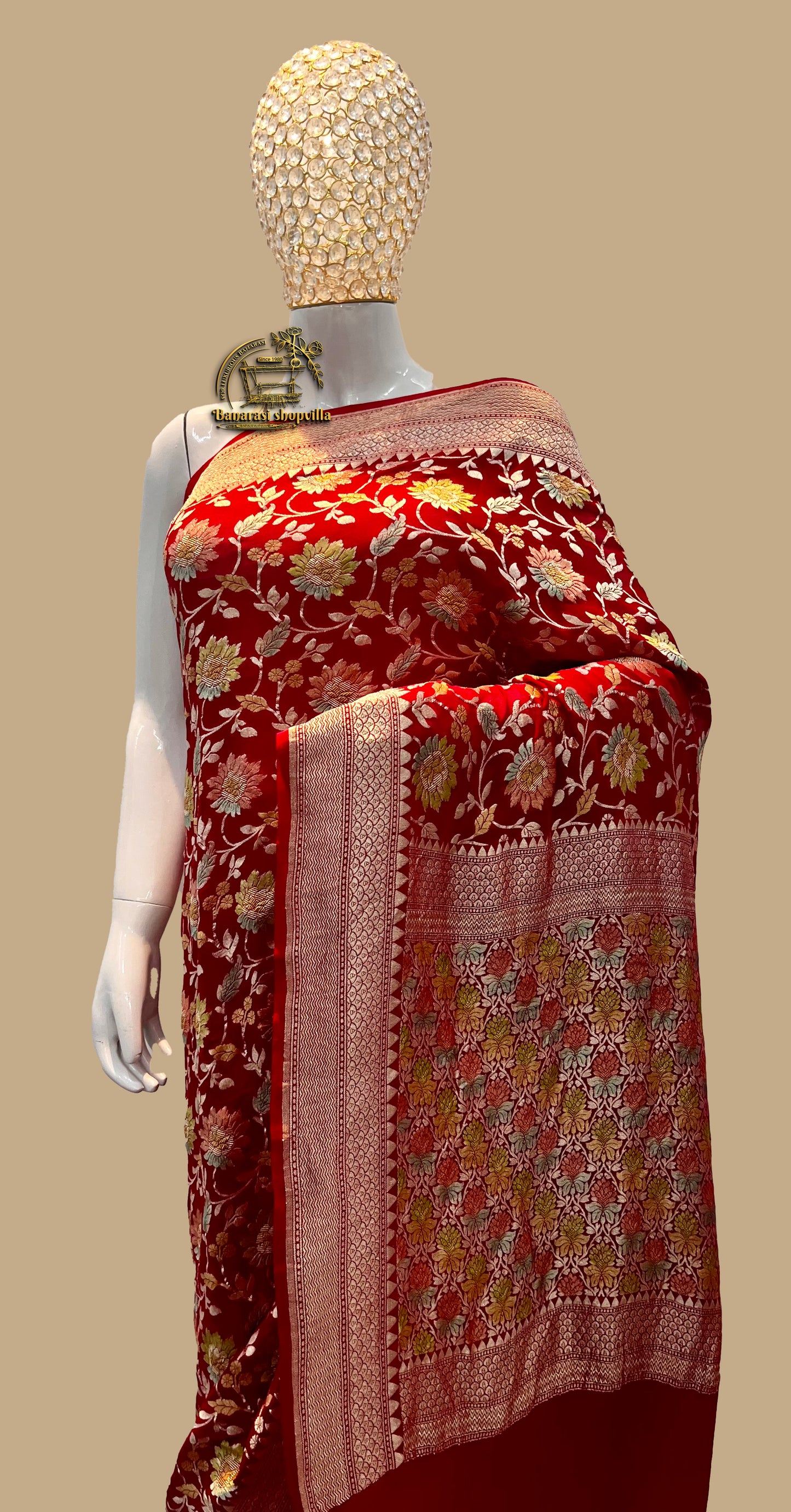 Khaddi Georgette Handloom Banarasi Saree