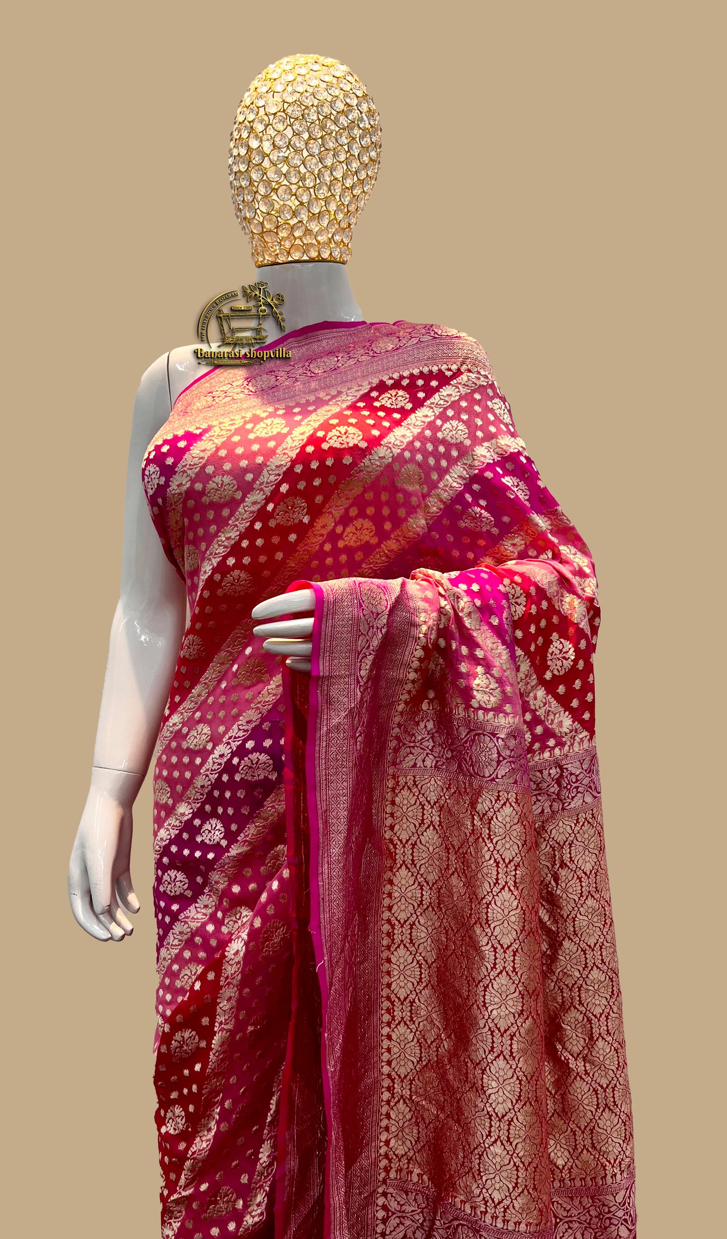 Khaddi Georgette Handloom Banarasi Saree