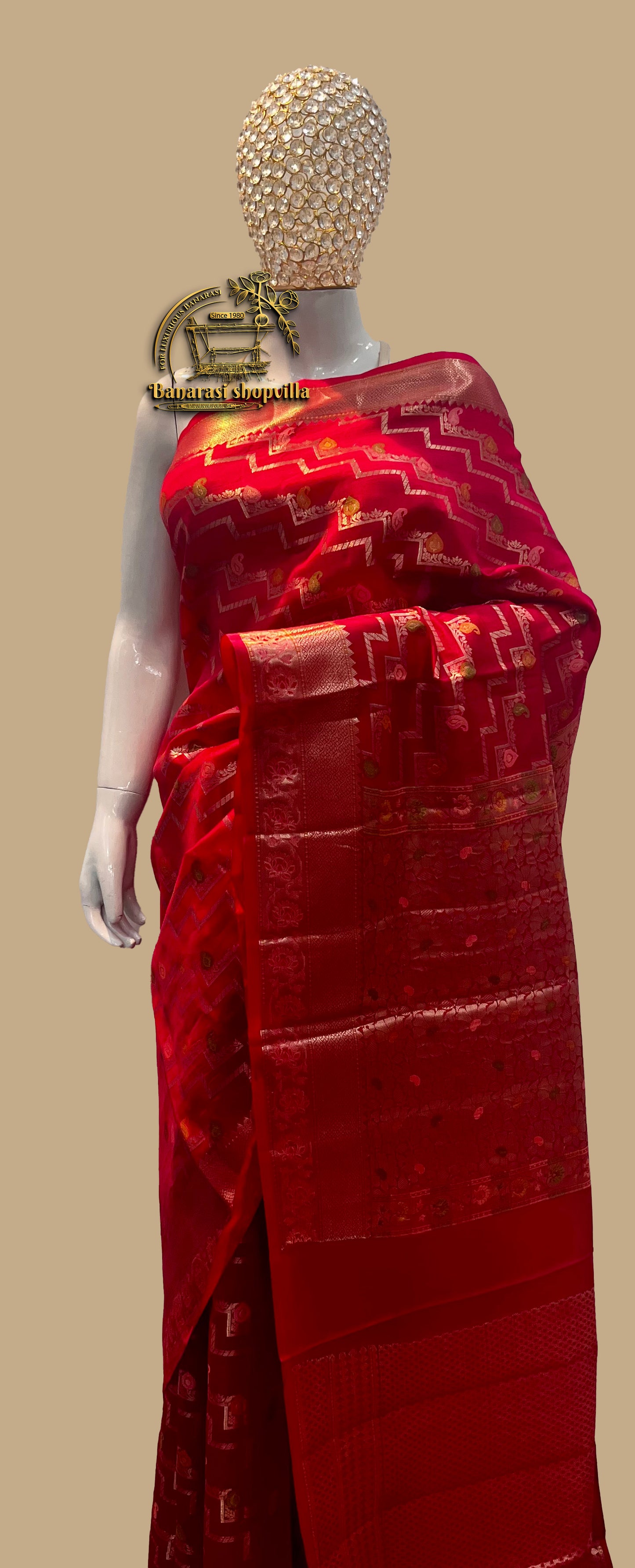 Pure Dupion Silk Banarasi Saree - Gold Zari