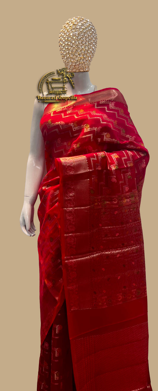 Pure Dupion Silk Banarasi Saree - Gold Zari