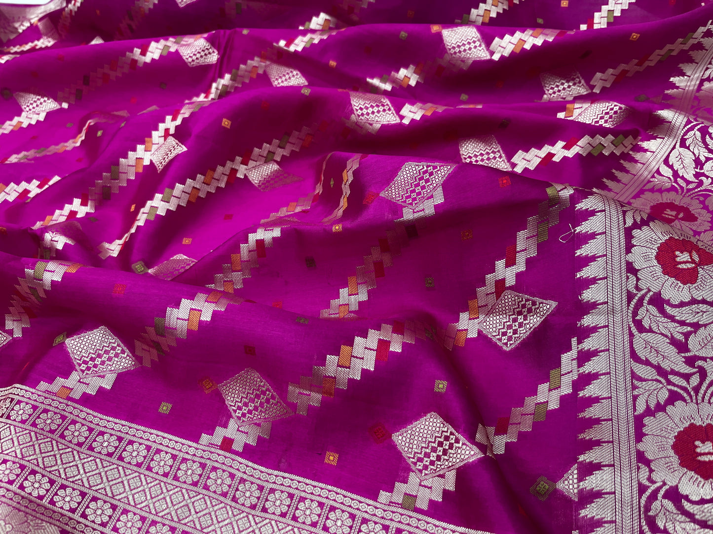 Pure Dupion Silk Banarasi Saree with  Meenakari