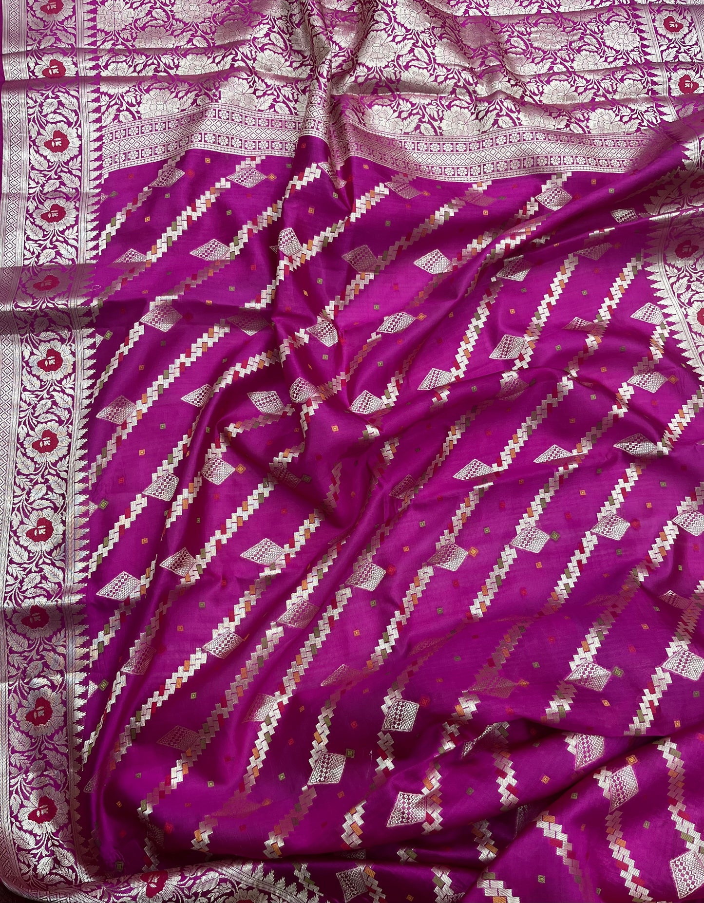 Pure Dupion Silk Banarasi Saree with  Meenakari