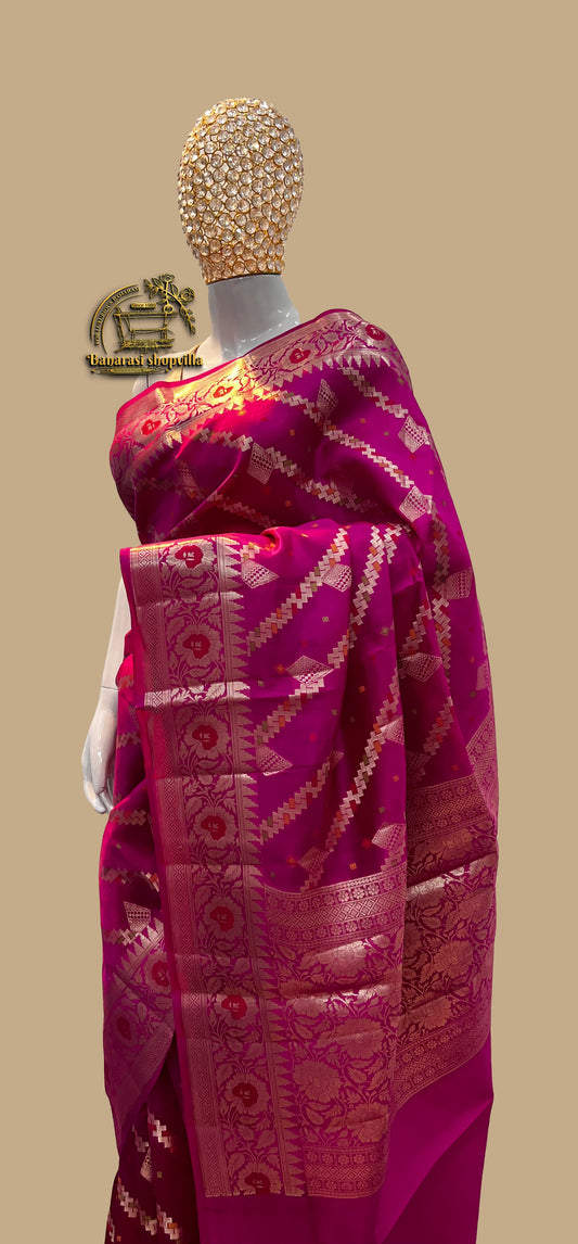 Pure Dupion Silk Banarasi Saree with  Meenakari