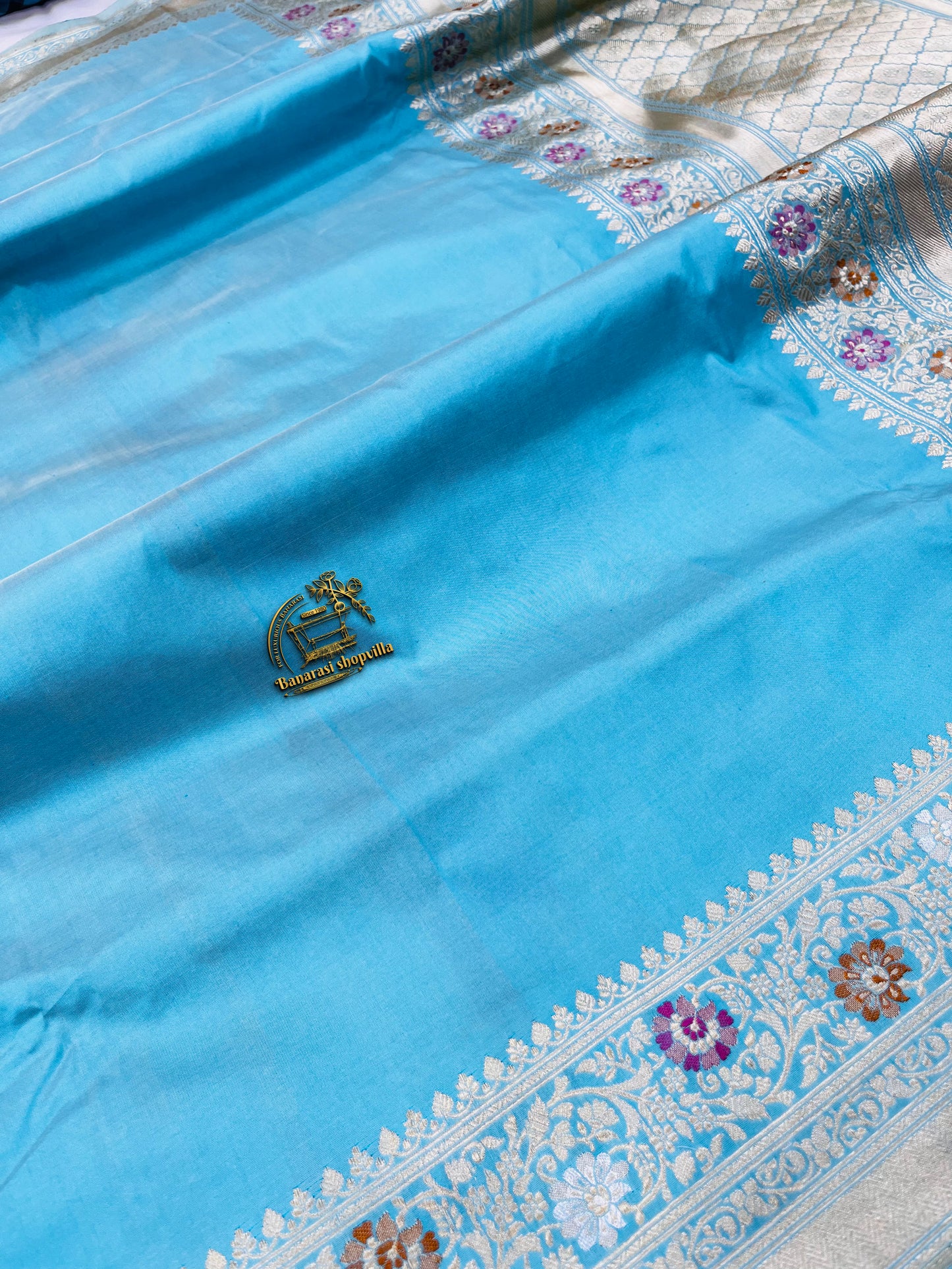 Pure Katan Silk Banarasi Handloom Saree all over kadhuwa work