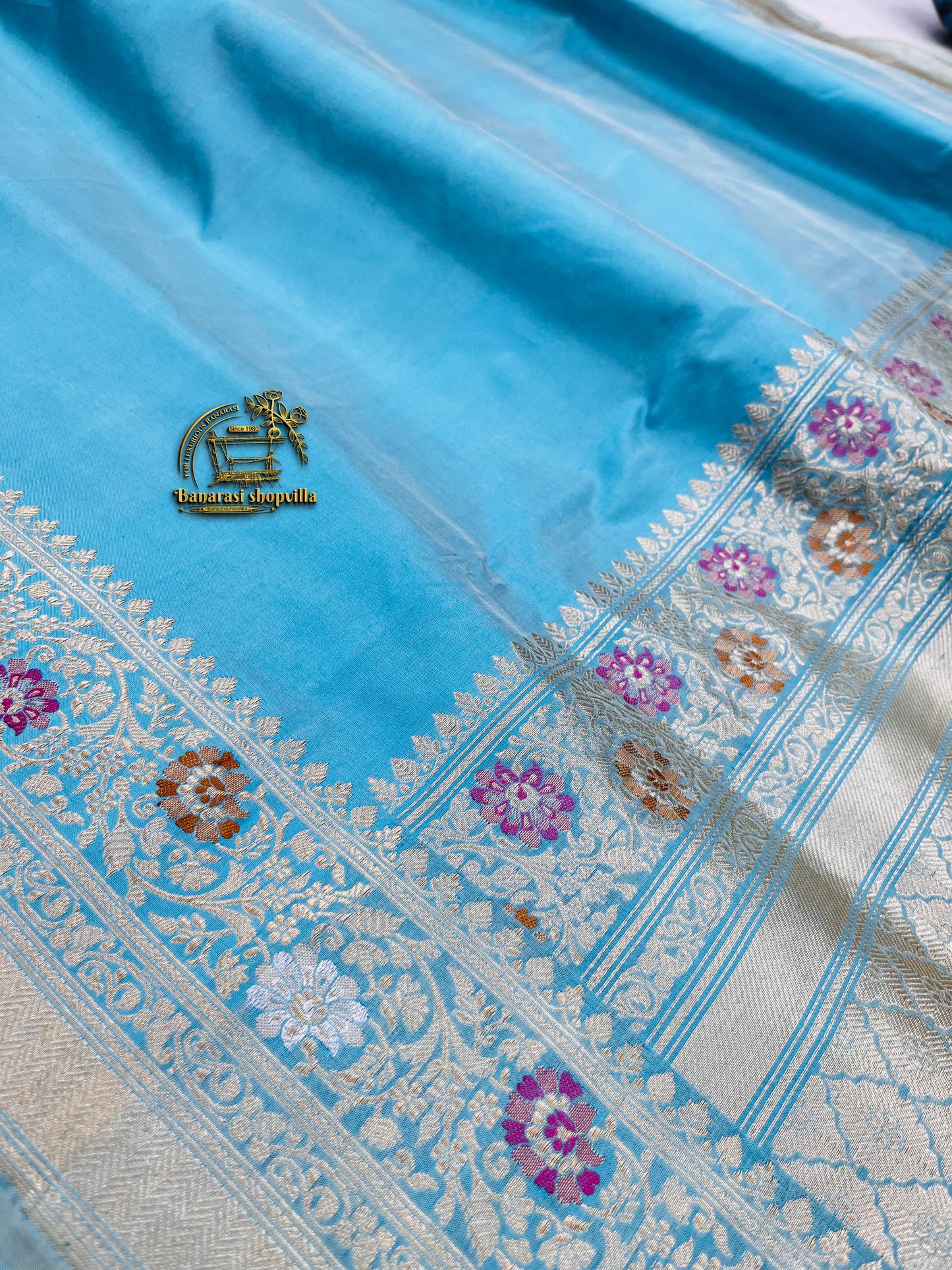 Pure Katan Silk Banarasi Handloom Saree all over kadhuwa work