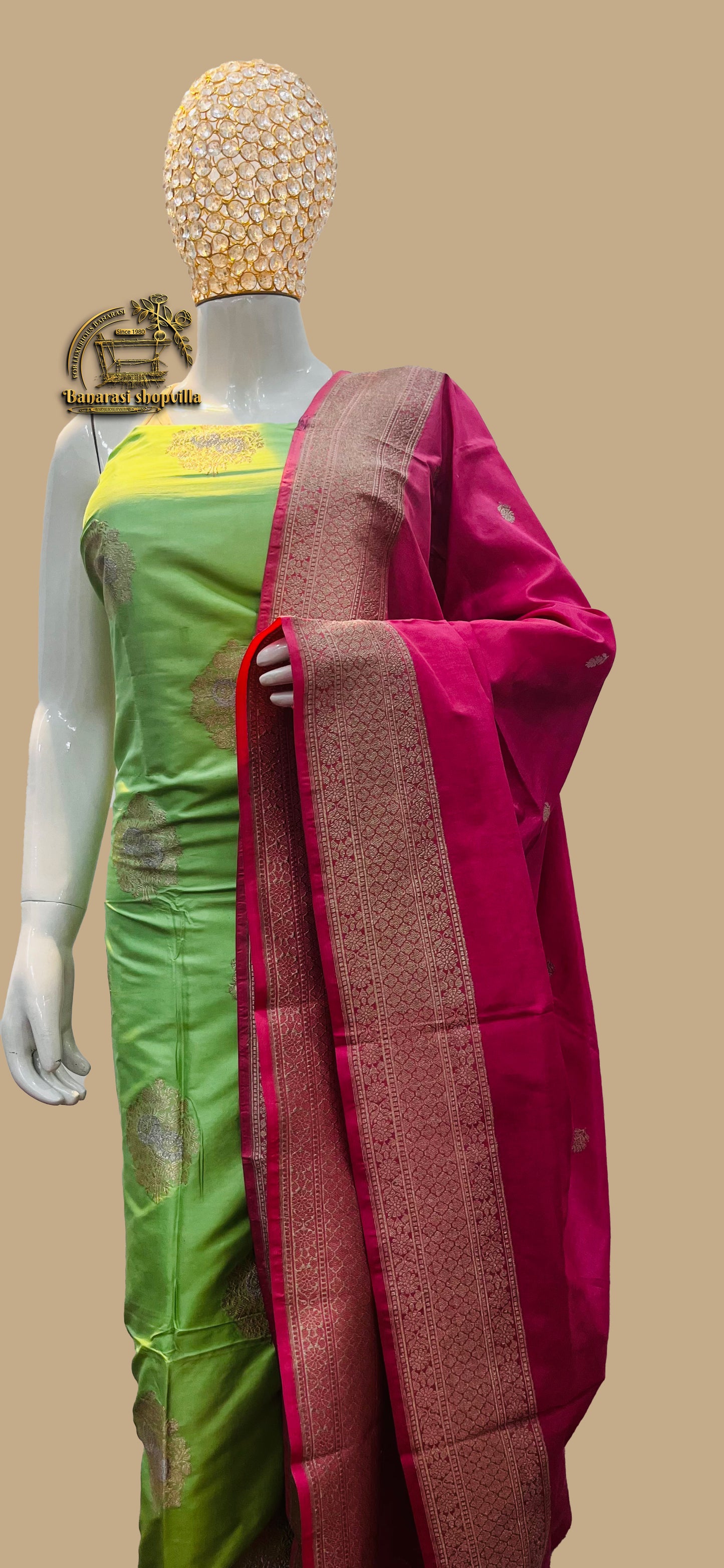 Pure Katan Silk Handlooms Banarasi Dress material Sons Roopa Kadhuwa