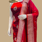 Red Pure Katan Silk Handlooms Banarasi Dress material All over Meenakari