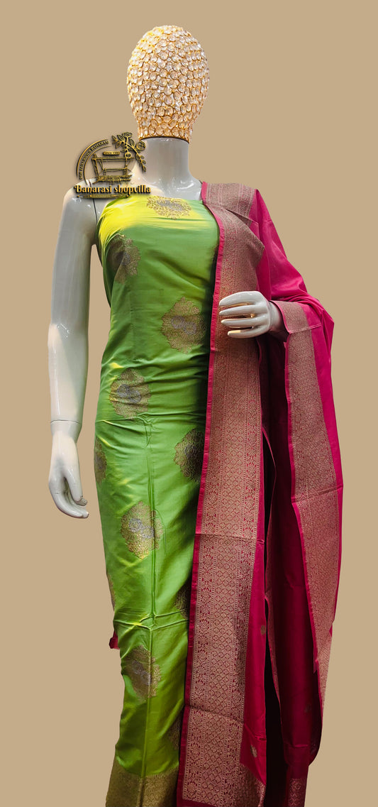 Pure Katan Silk Handlooms Banarasi Dress material Sons Roopa Kadhuwa