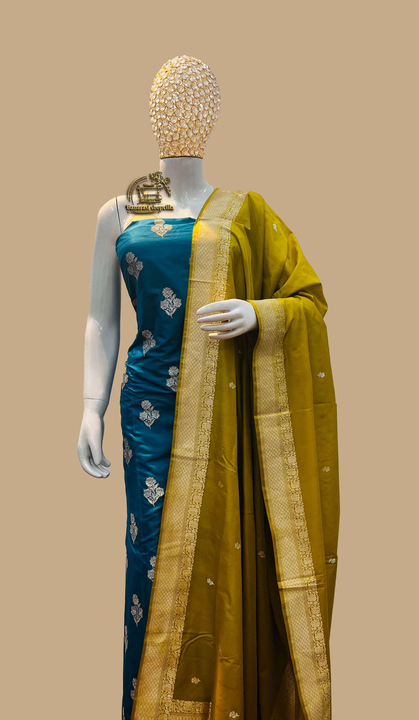 Pure Katan Silk Handlooms Banarasi Dress material Sons Roopa Kadhuwa