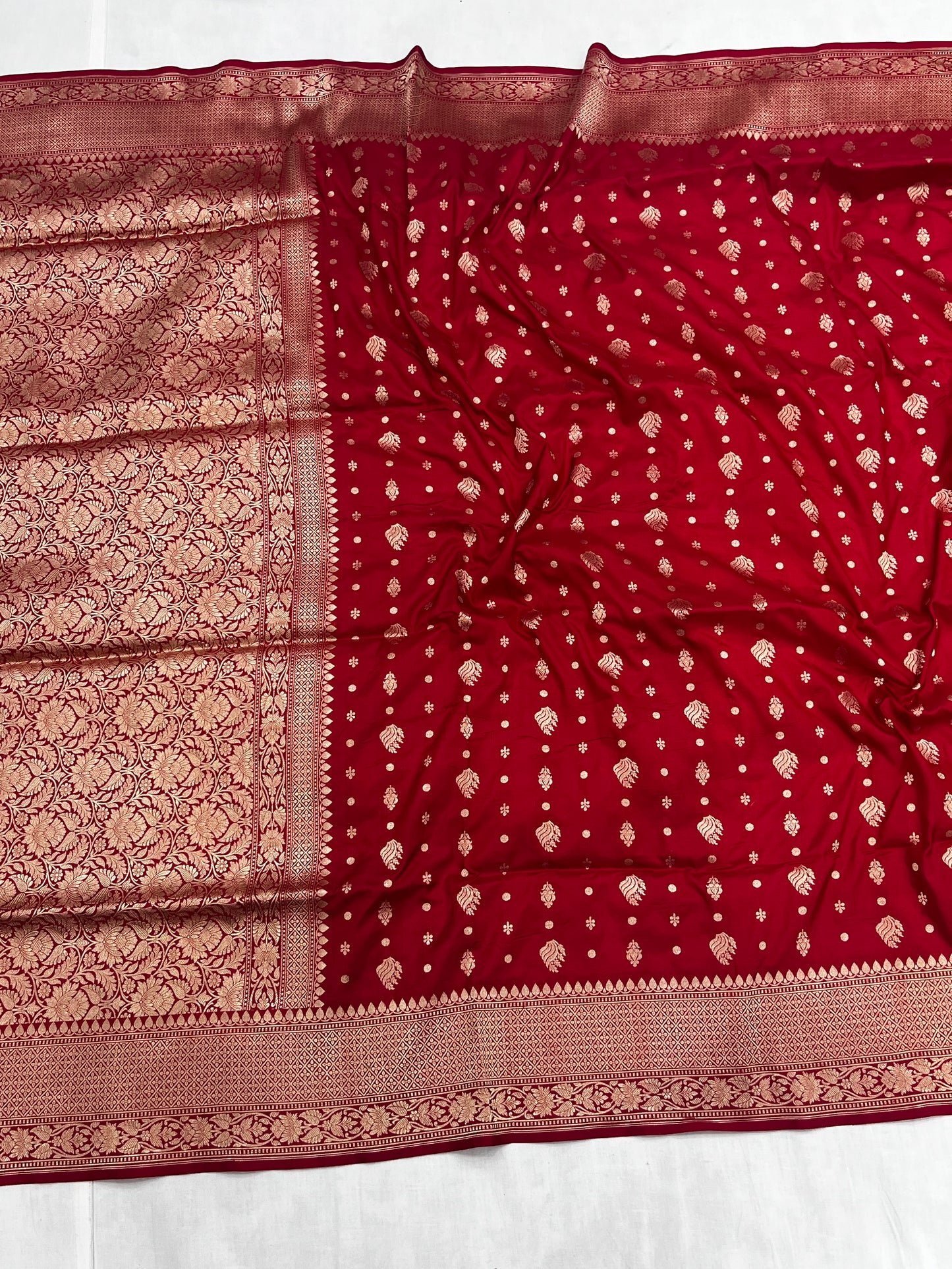 Red Pure Katan Silk Banarasi Handloom Saree