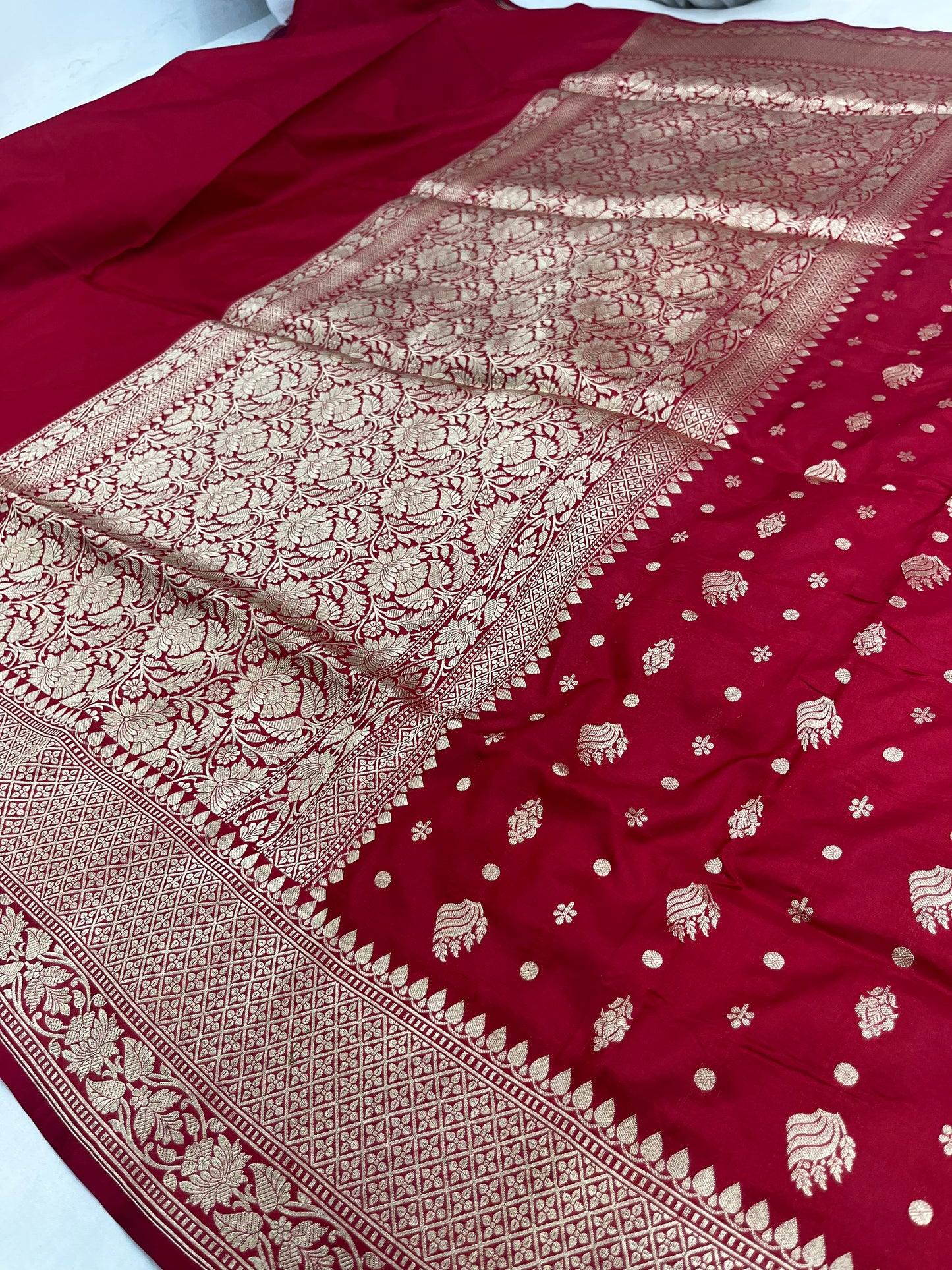 Red Pure Katan Silk Banarasi Handloom Saree