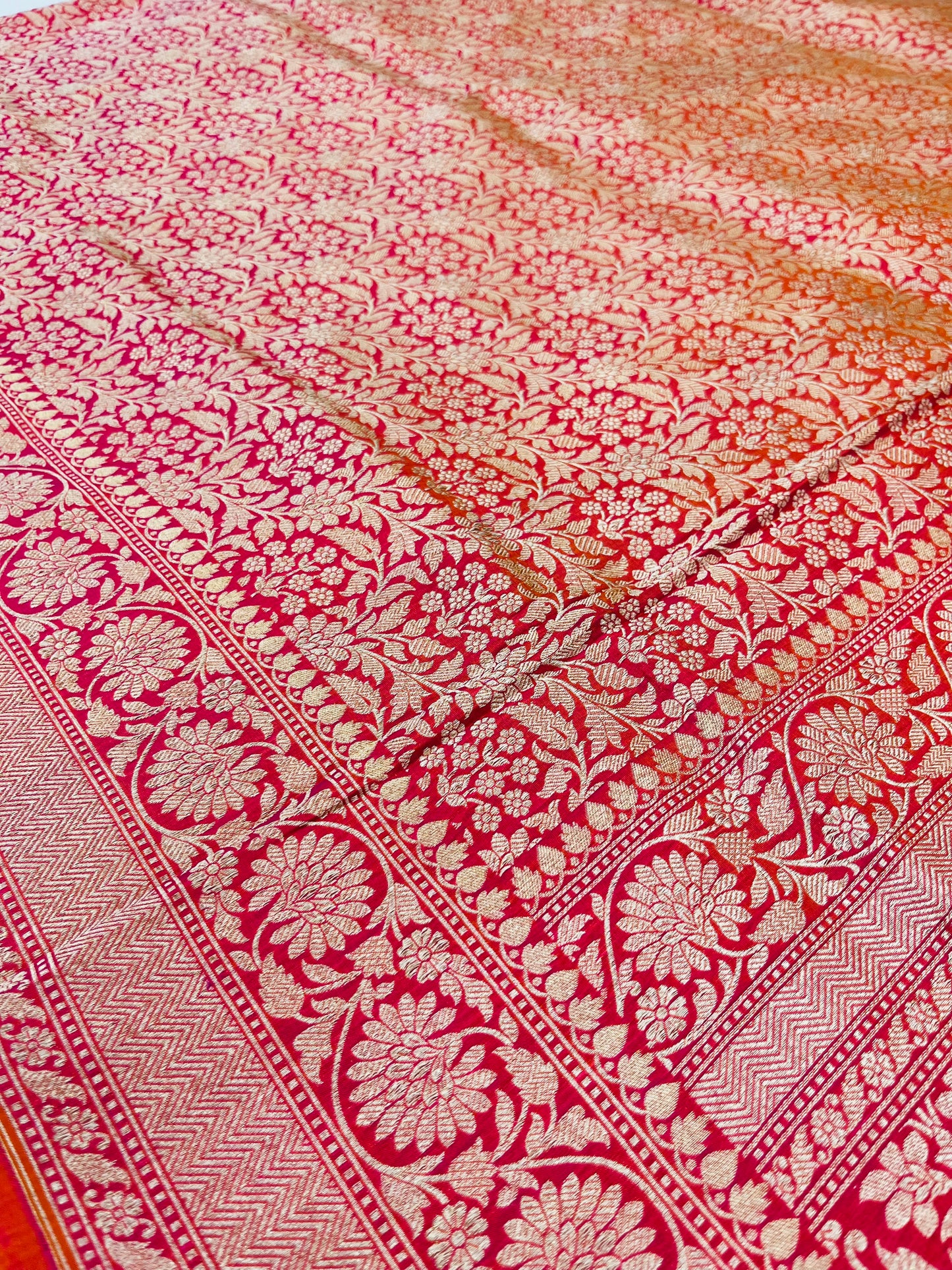 A Beautiful Pure Katan Silk Handloom Banarasi Saree -Tanchui Brocade