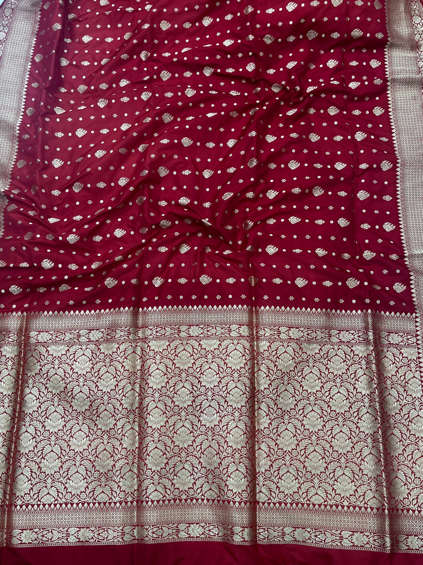 Red Pure Katan Silk Banarasi Handloom Saree