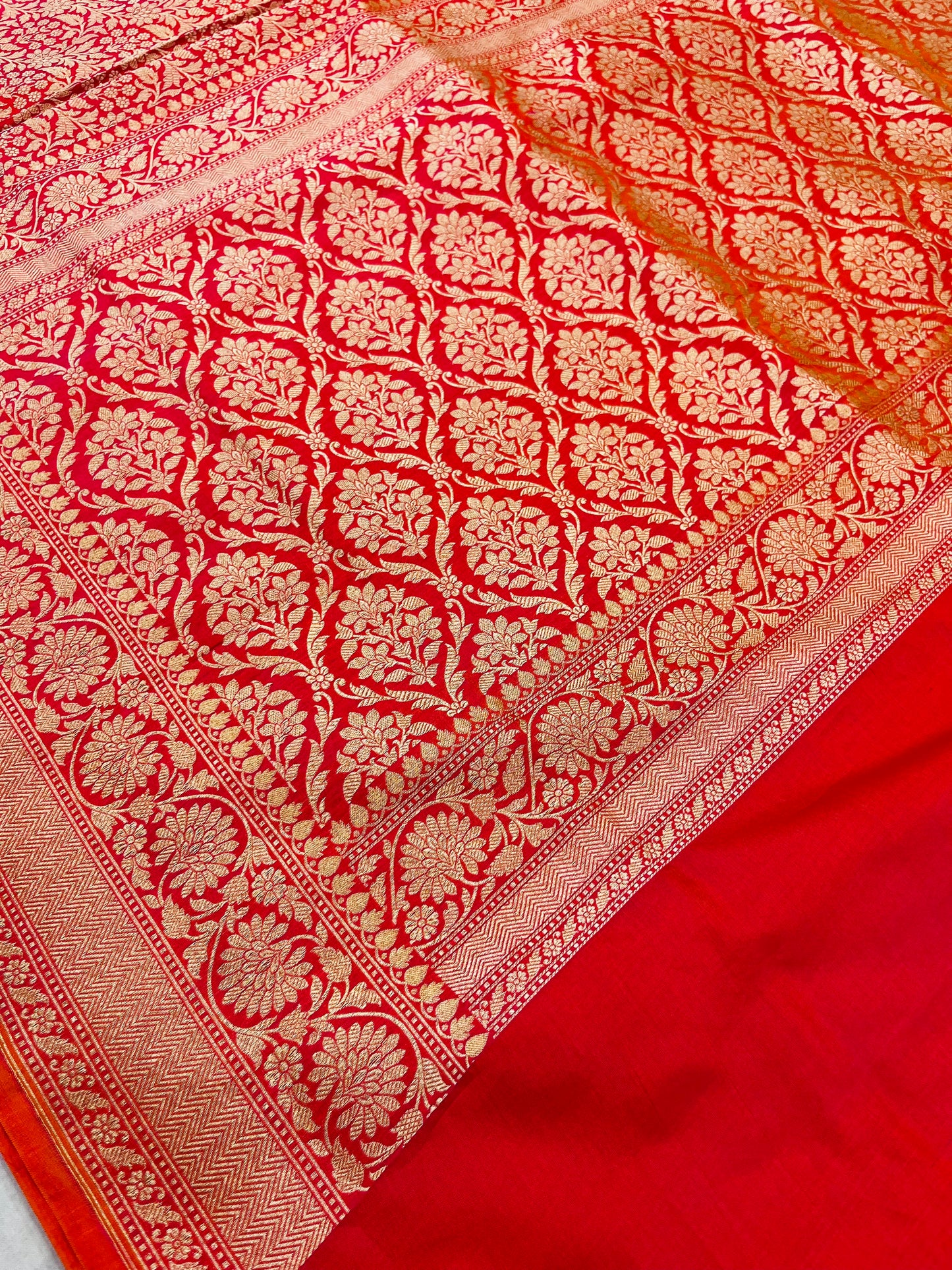 A Beautiful Pure Katan Silk Handloom Banarasi Saree -Tanchui Brocade