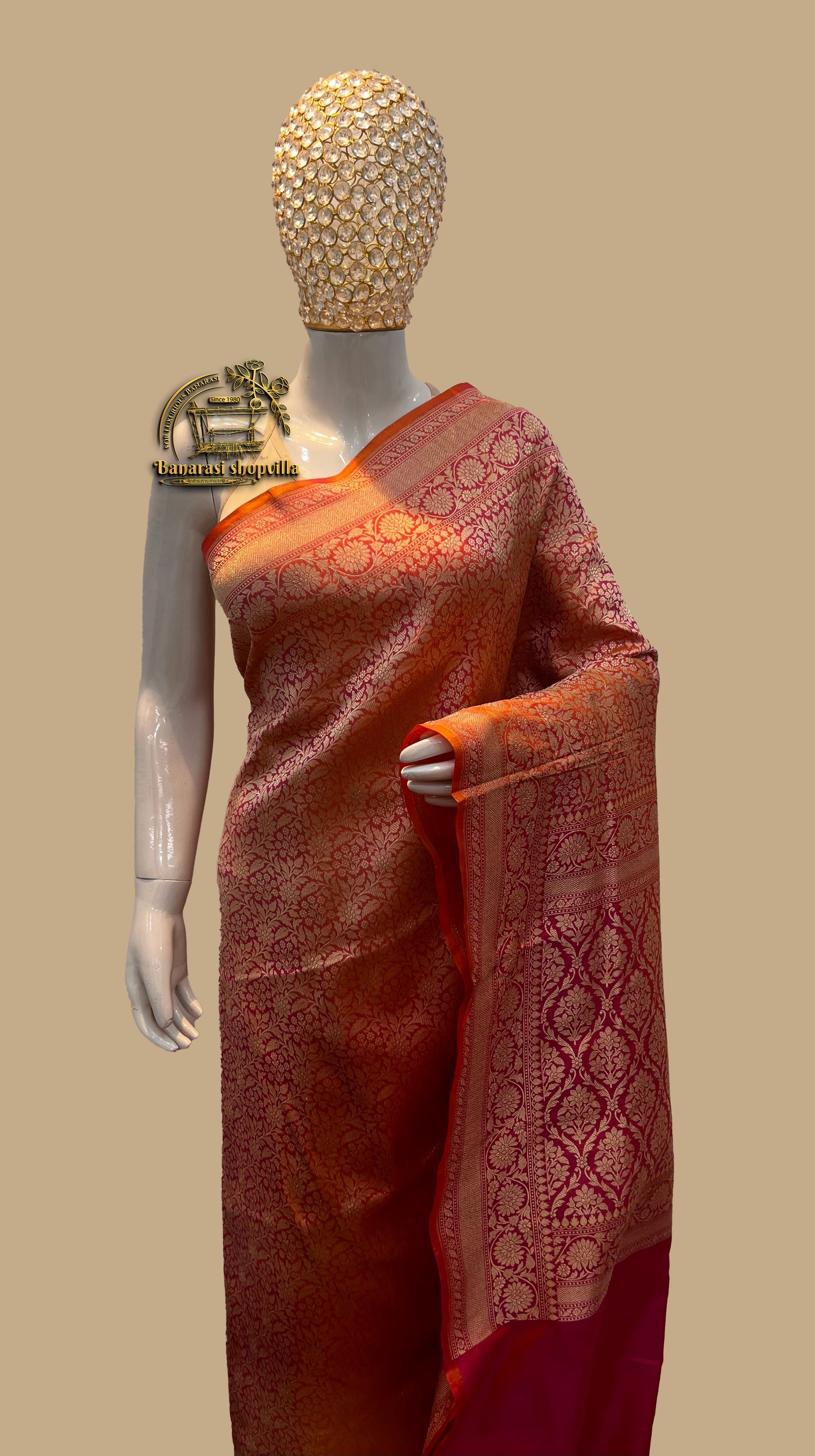 A Beautiful Pure Katan Silk Handloom Banarasi Saree -Tanchui Brocade