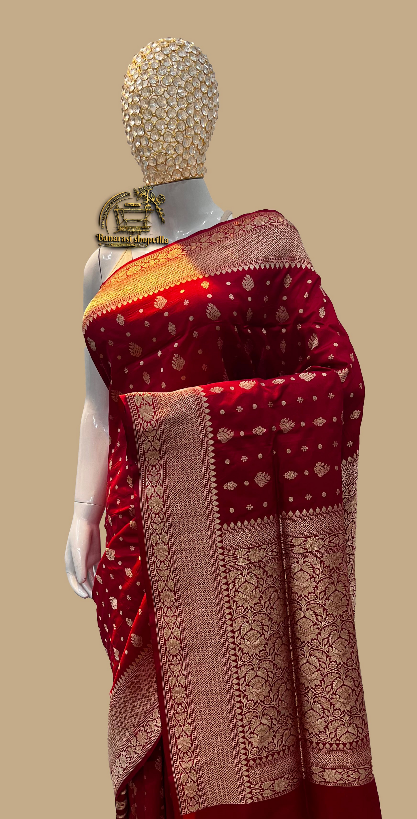 Red Pure Katan Silk Banarasi Handloom Saree