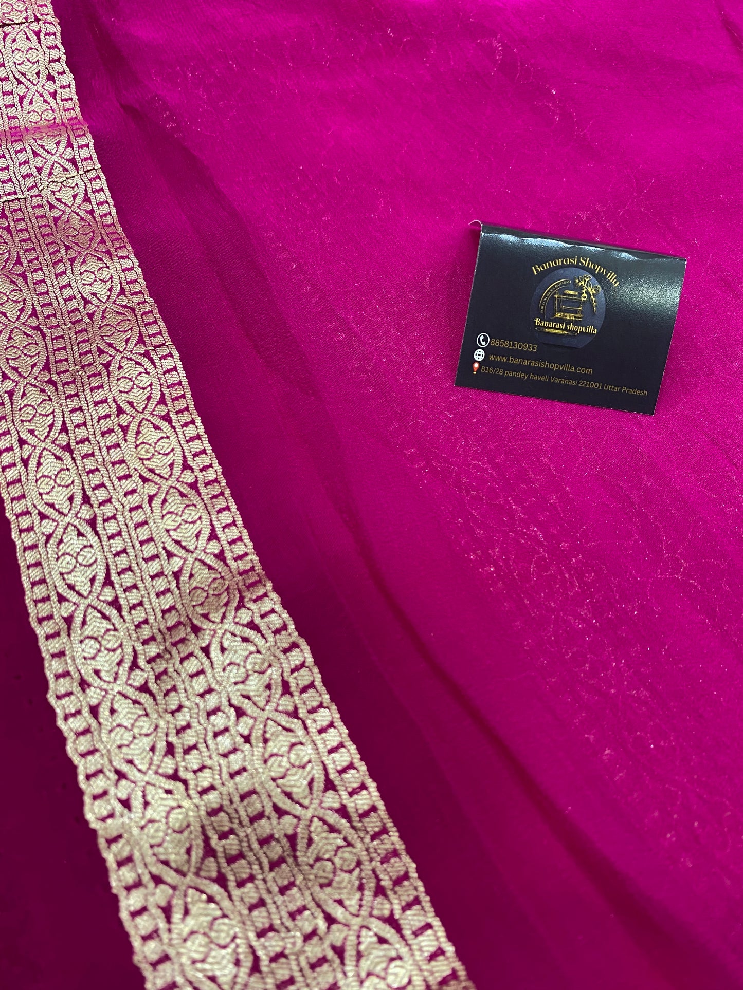 Khaddi Georgette Handloom Banarasi Saree - All over Jaal Work with meenakari