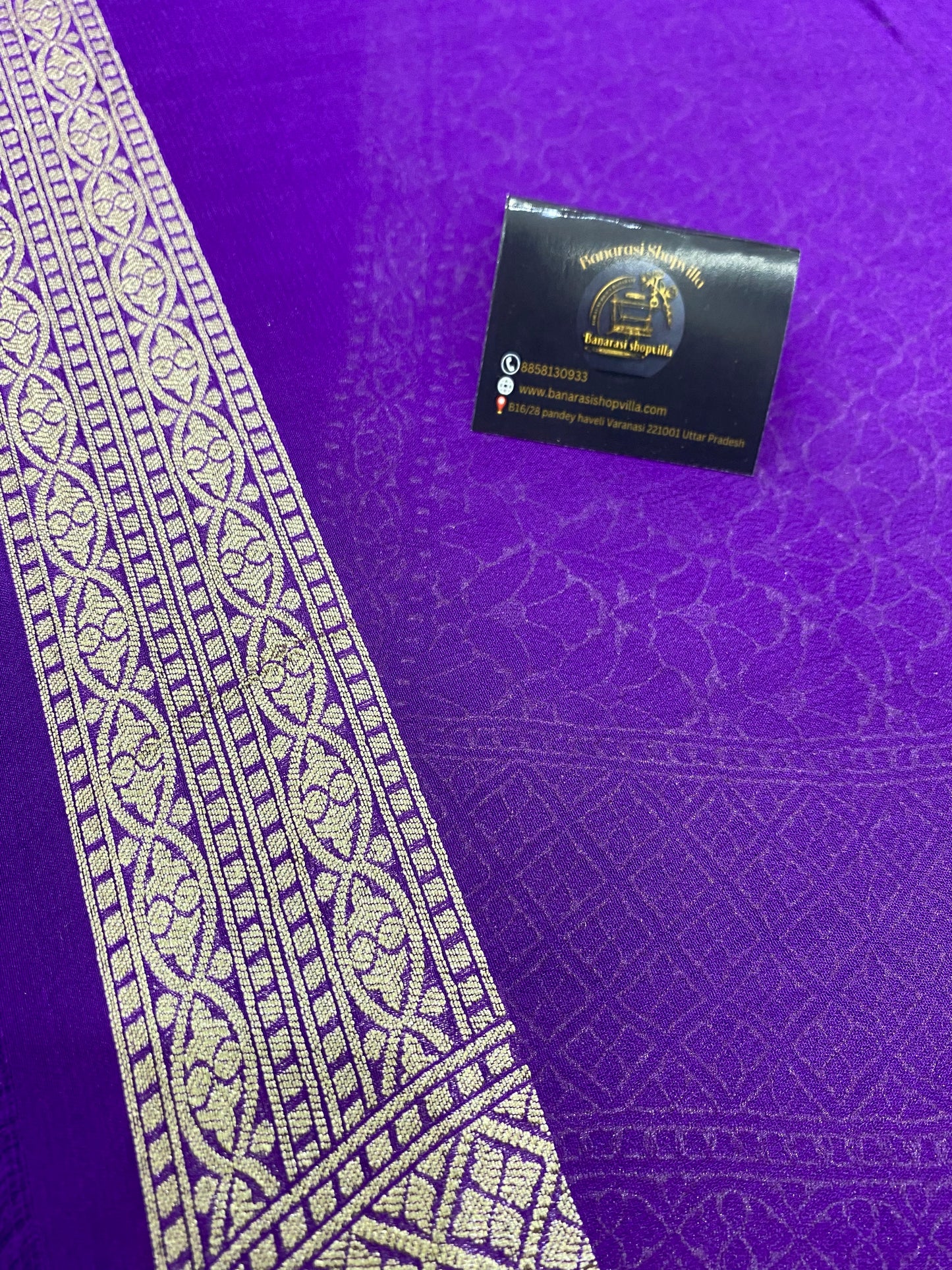 Purple Khaddi Georgette Handloom Banarasi Saree - All over Jaal Work with meenakari