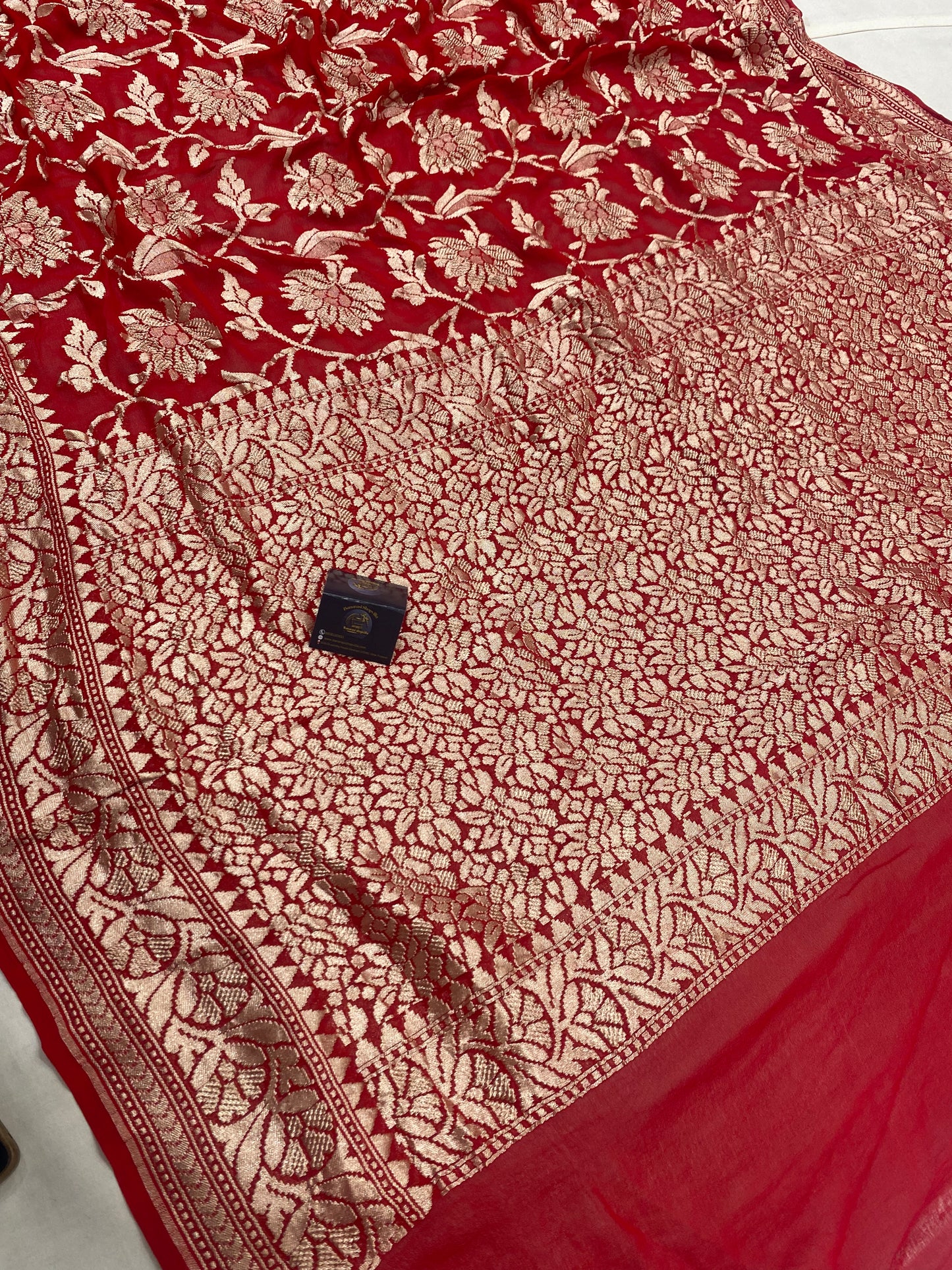 Red Khaddi Georgette Handloom Banarasi Saree