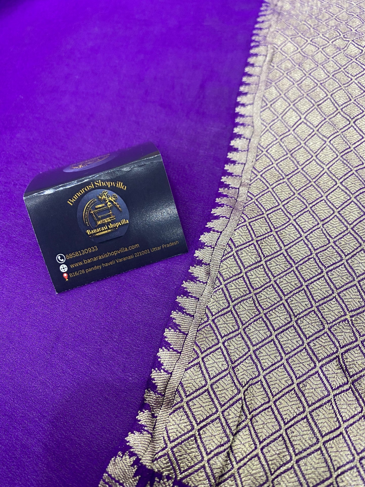 Violet Khaddi Georgette Handloom Banarasi Saree