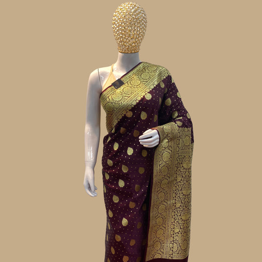 BRIDAL PURPLE WOVEN BANARASI SILK SAREE