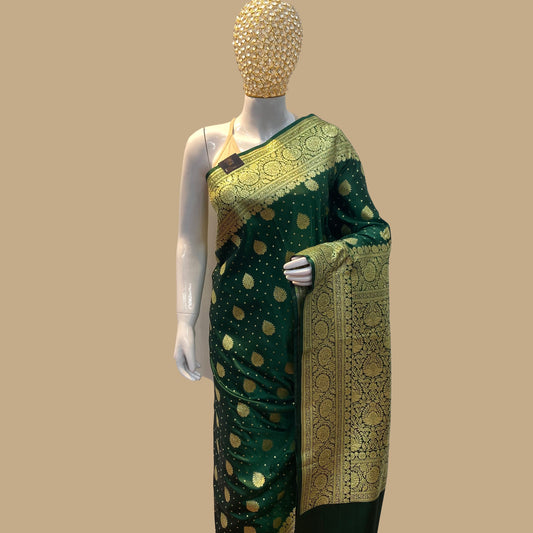 BRIDAL GREEN  WOVEN BANARASI SILK SAREE