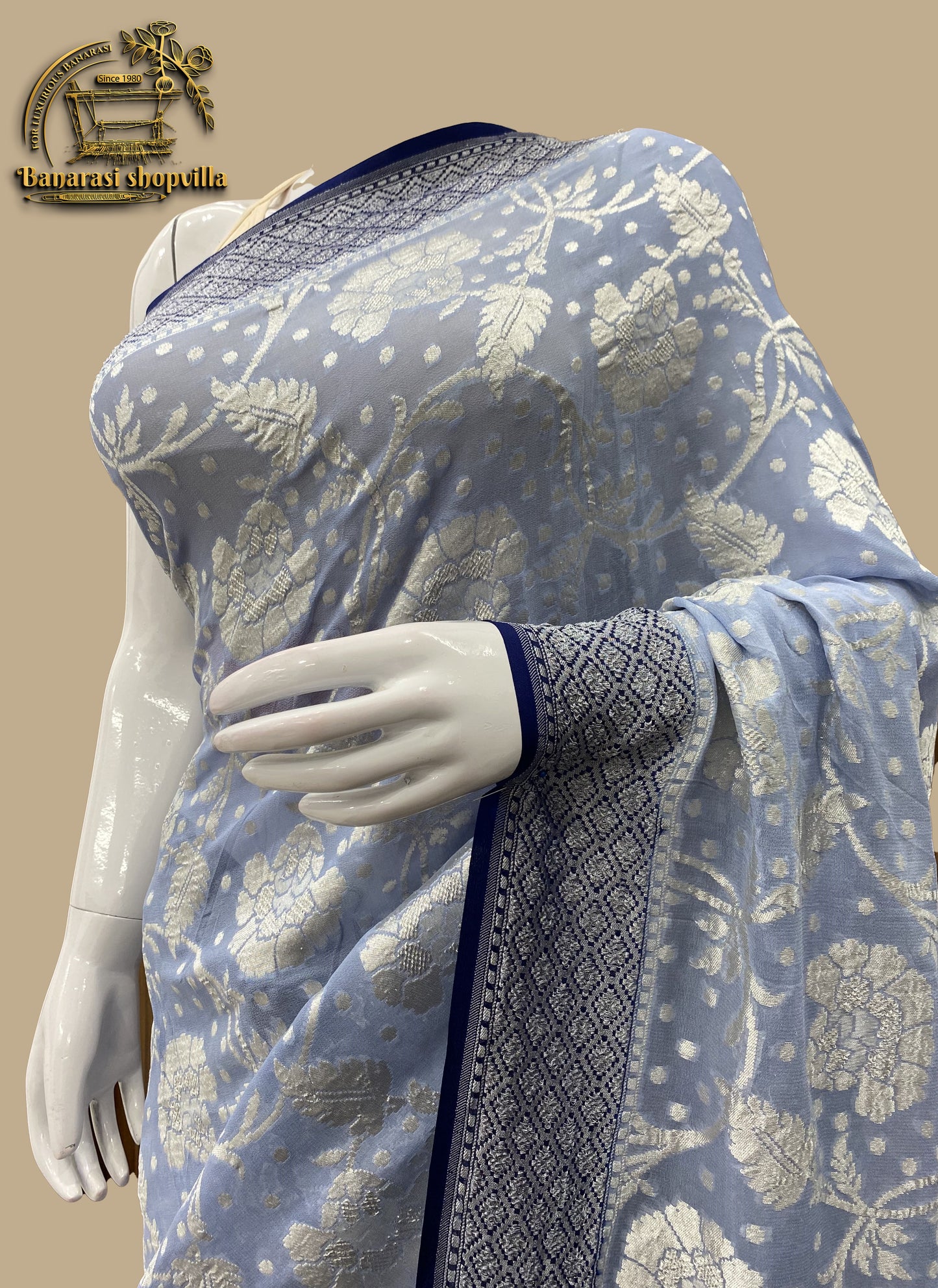 Khaddi Georgette Handloom Banarasi Saree