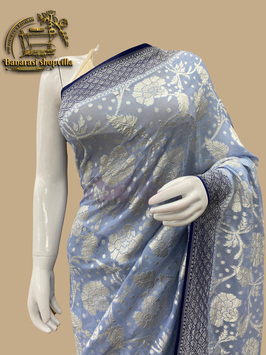 Khaddi Georgette Handloom Banarasi Saree