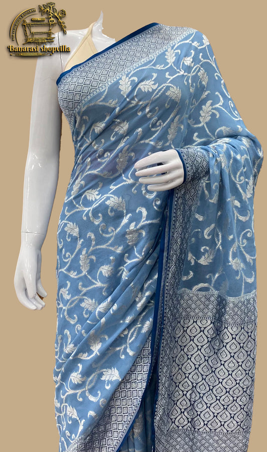 Khaddi Georgette Handloom Banarasi Saree