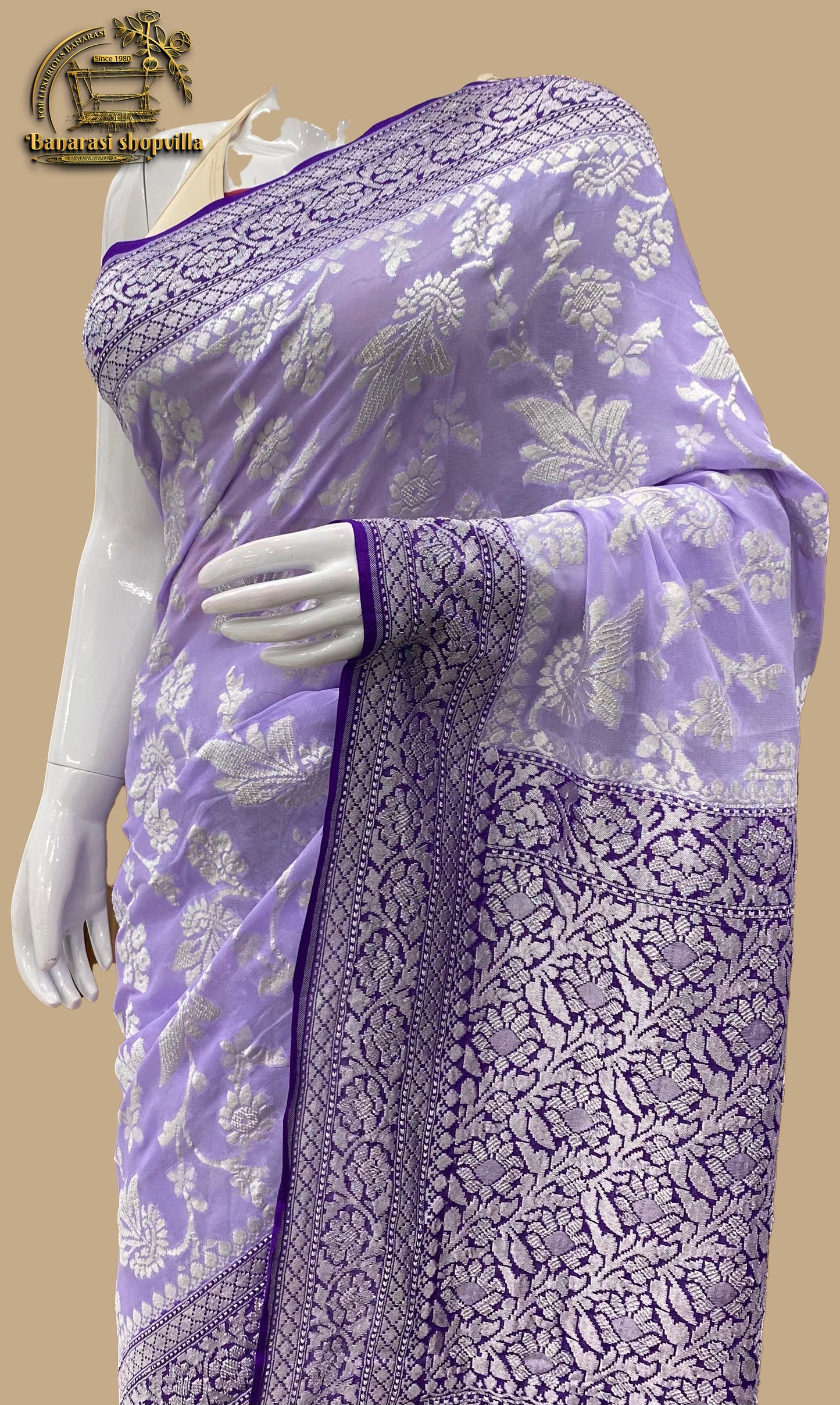 Khaddi Georgette Handloom Banarasi Saree