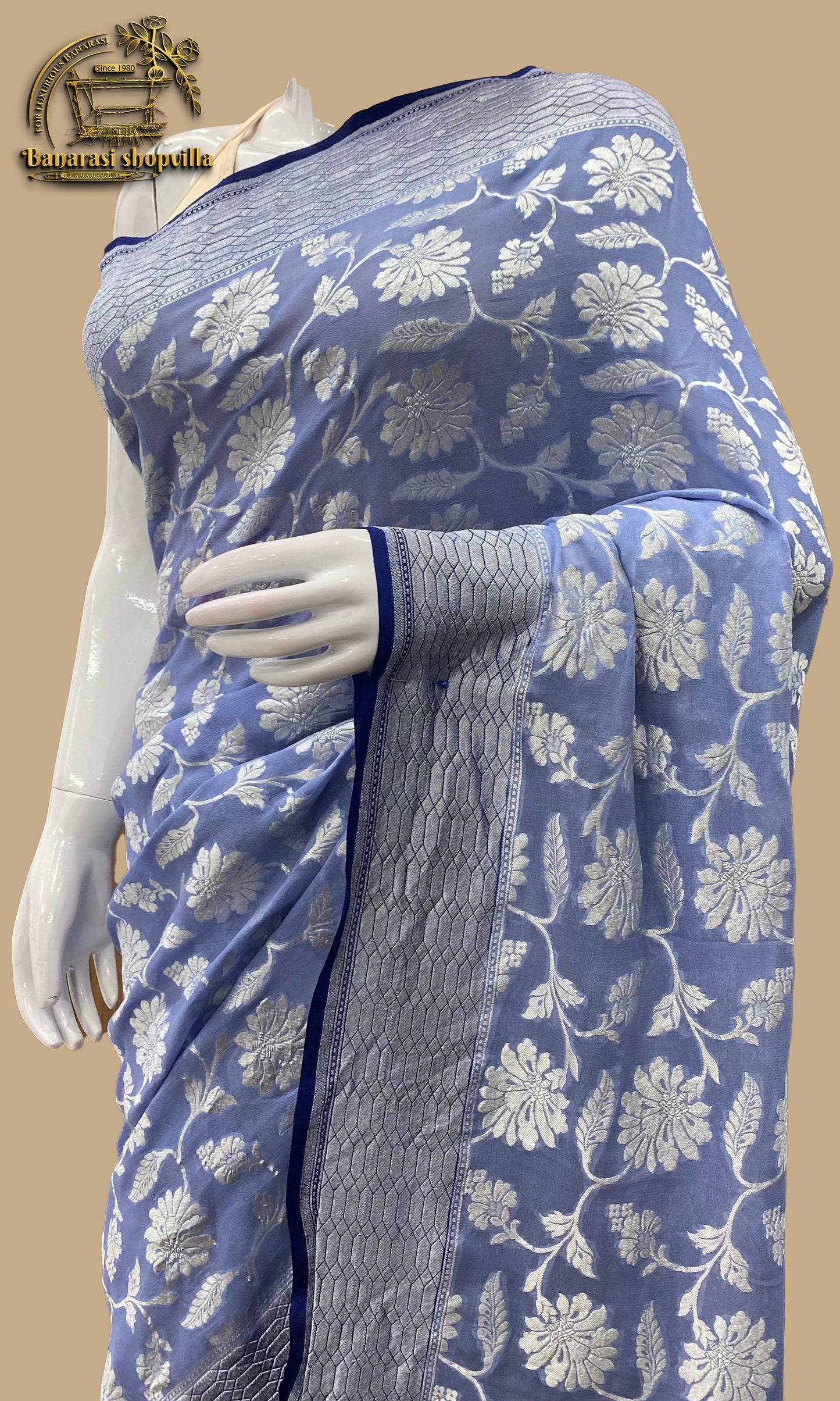 Khaddi Georgette Handloom Banarasi Saree