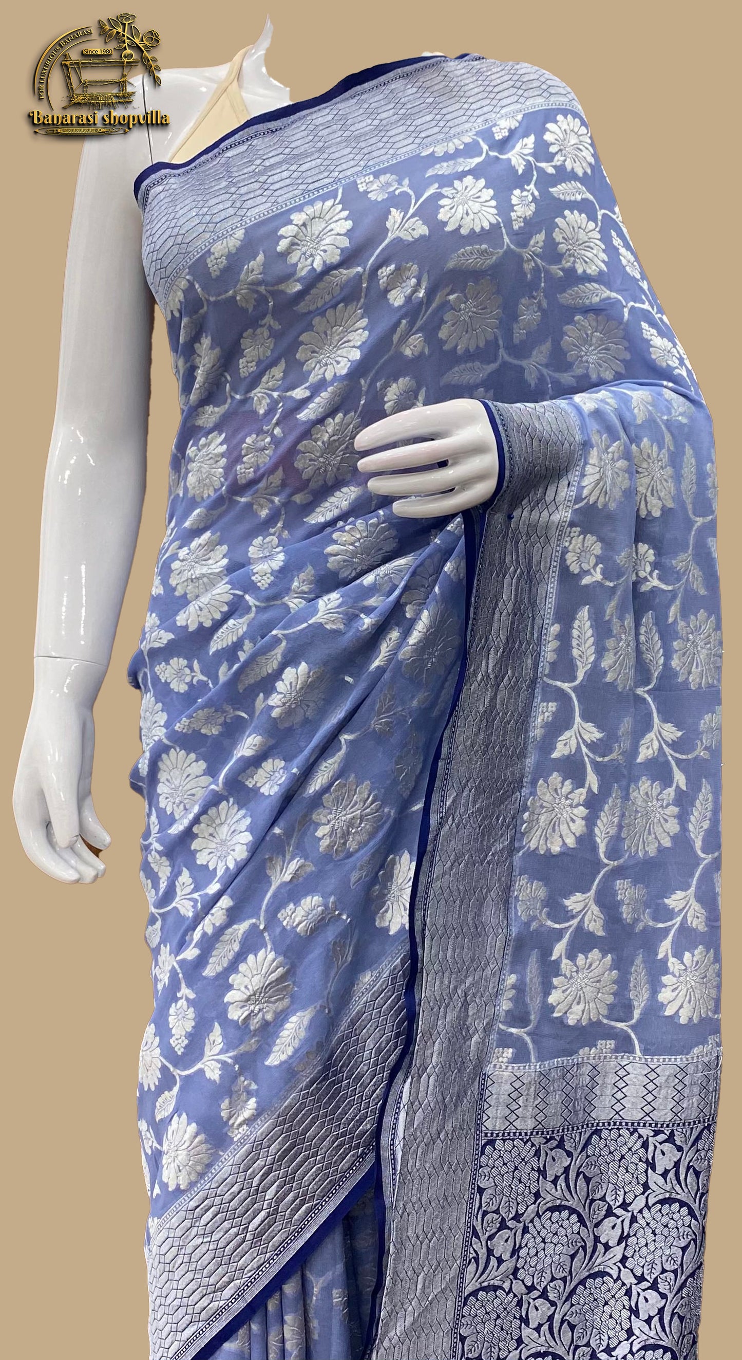 Khaddi Georgette Handloom Banarasi Saree