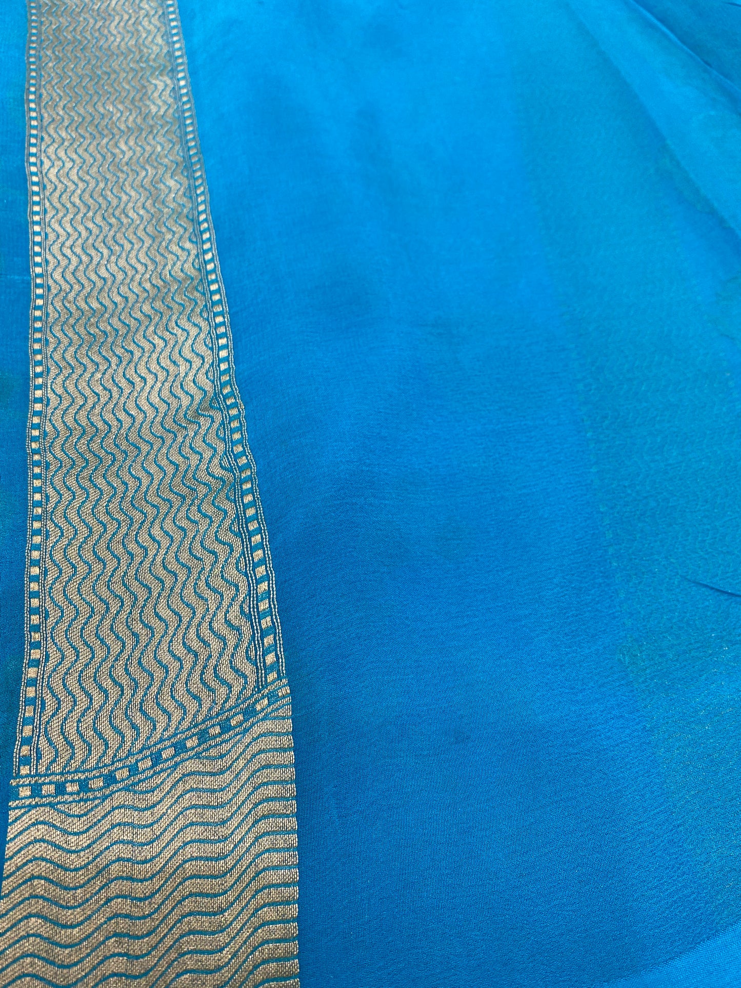 Sky Blue Khaddi Georgette Handloom Banarasi Saree