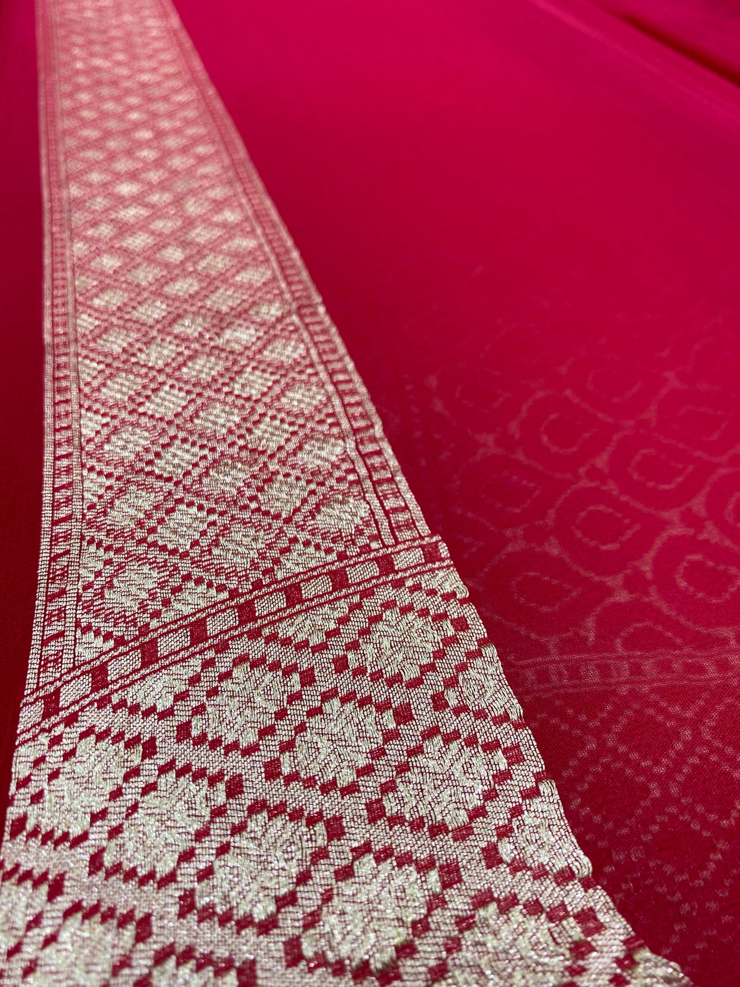 Red & Purpel Khaddi Georgette Handloom Banarasi Saree