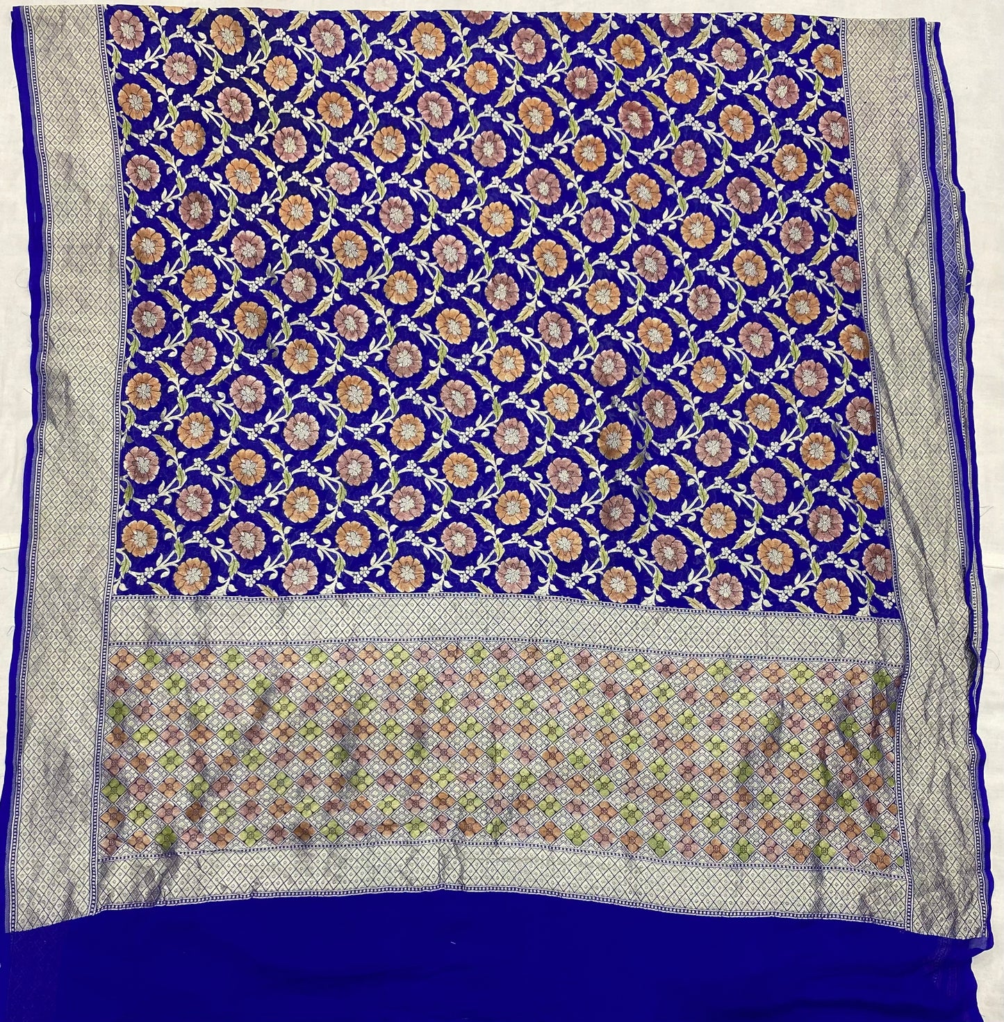 Blue Khaddi Georgette Handloom Banarasi Saree