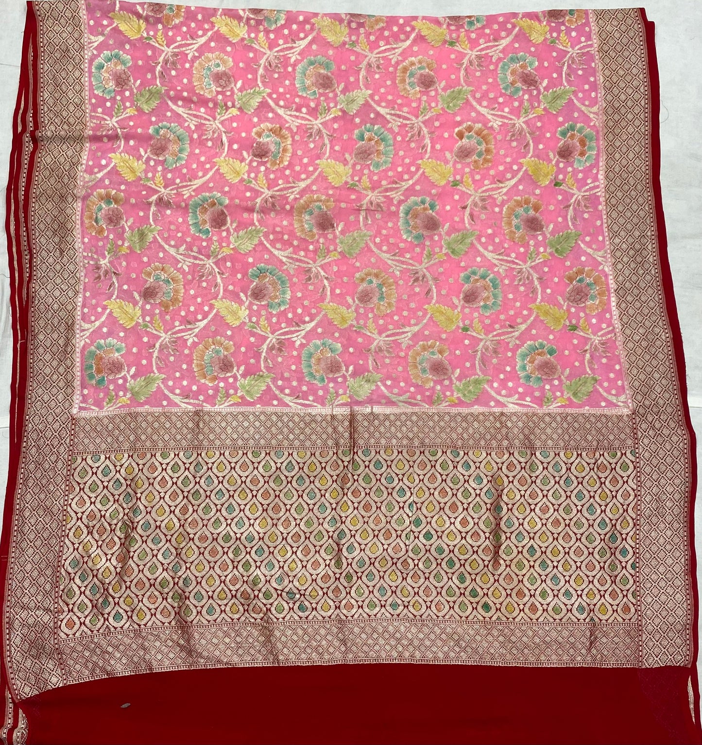 Elegant-Khaddi Georgette Handloom Banarasi Saree