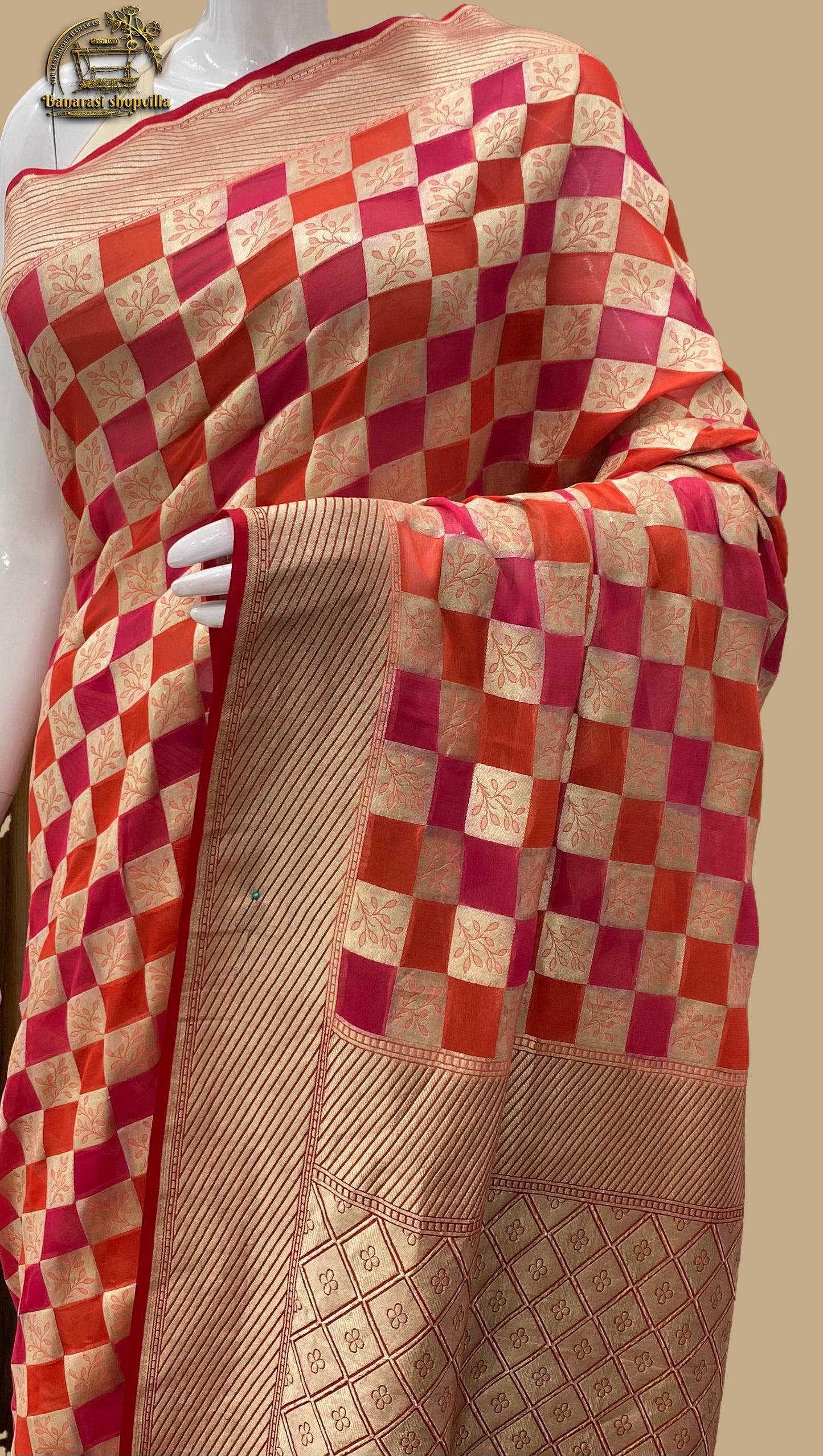 Khaddi Georgette Handloom Banarasi Saree.