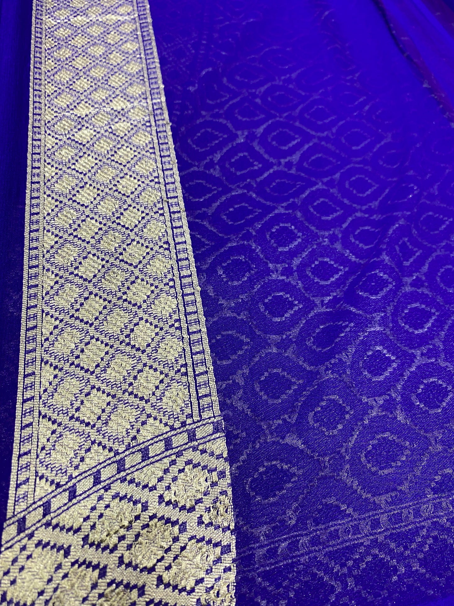 Rani & Blue Khaddi Georgette Handloom Banarasi Saree