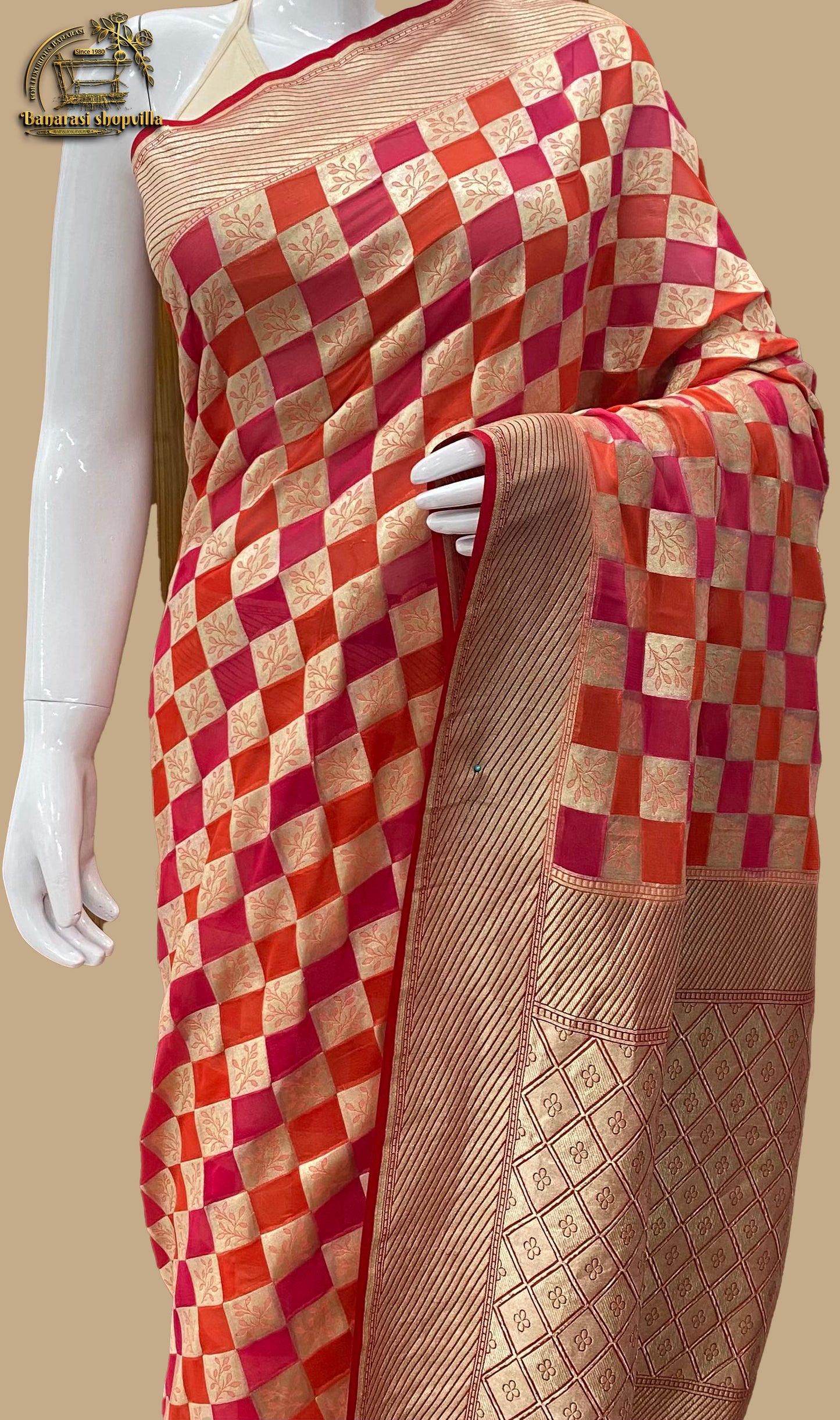 Khaddi Georgette Handloom Banarasi Saree.